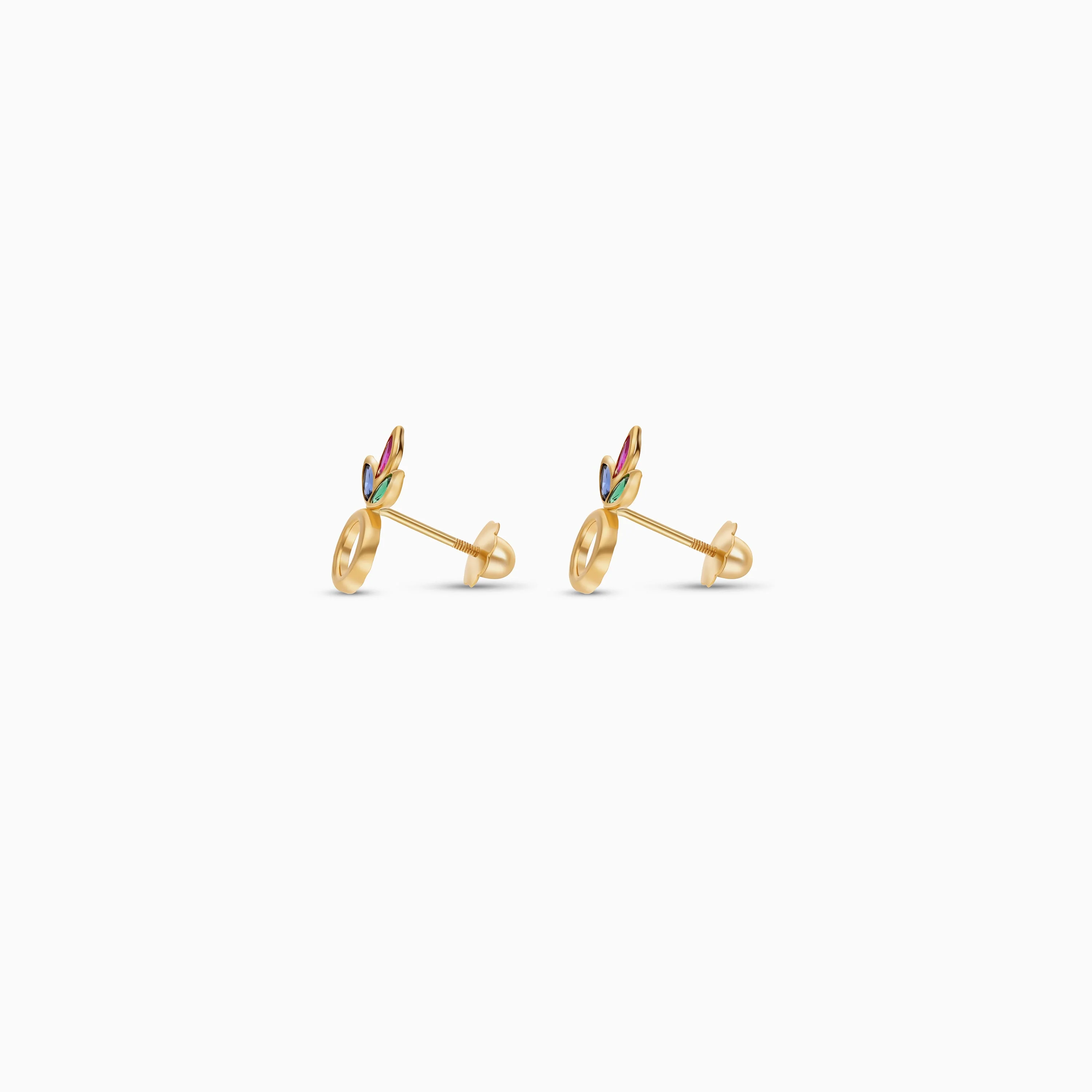 18k Yellow Earrings with Artificial Stones | Spanish Kids Collection - Image 3