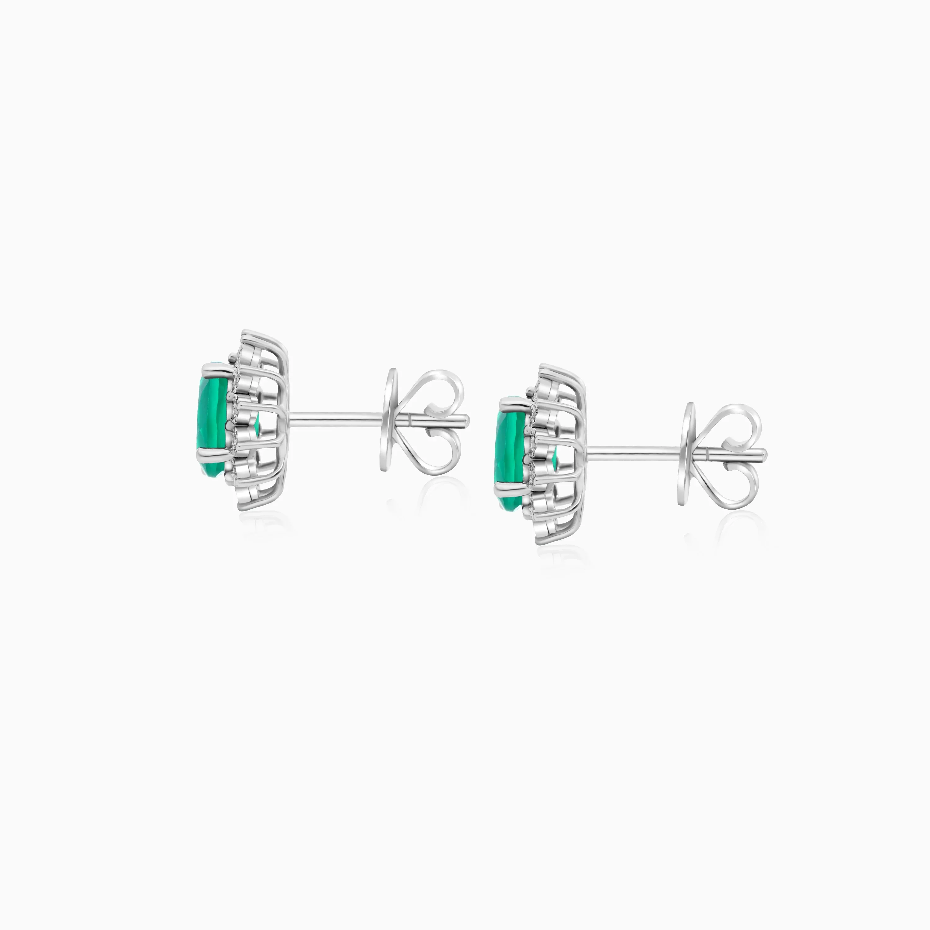 18K White Gold Earrings Agate & Diamond - Diana - Image 3