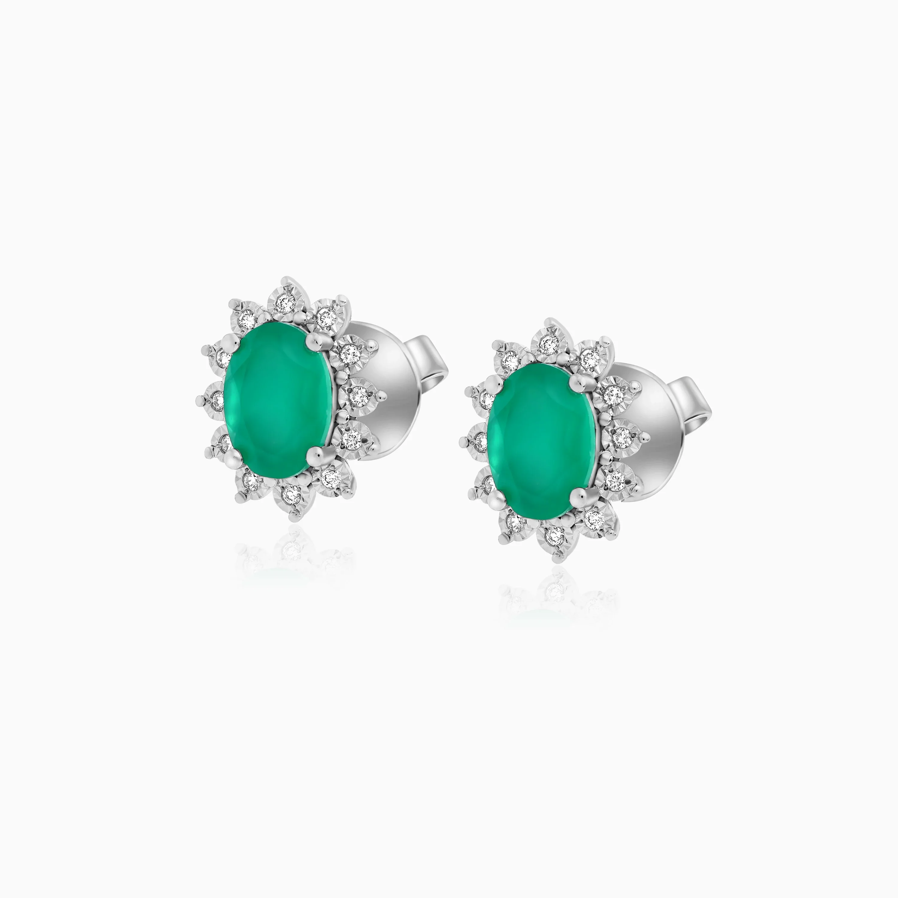 18K White Gold Earrings Agate & Diamond - Diana - Image 4