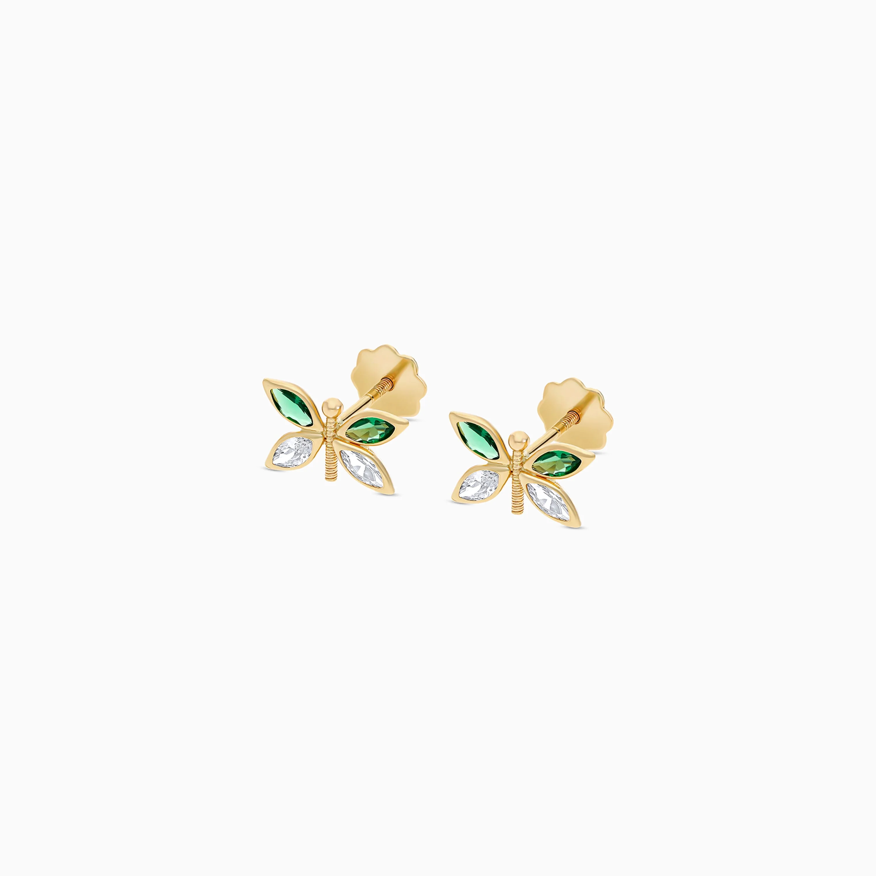 18K Gold Butterfly Earrings with Zircon Stones for Kids - Image 2