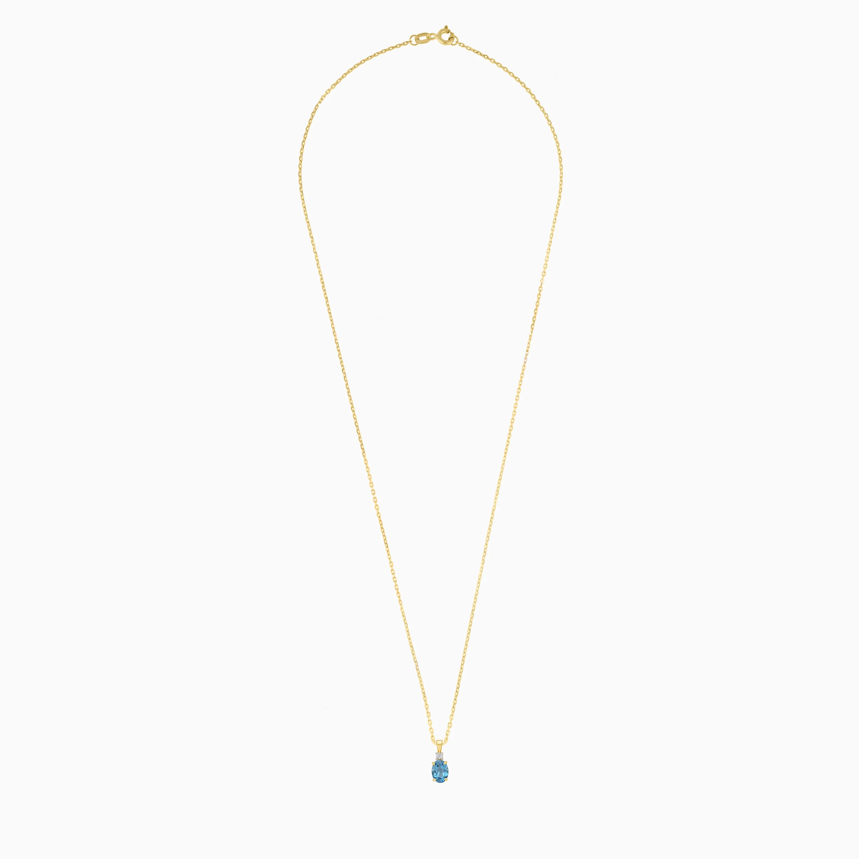 18K Yellow Gold Chain with pendant decorated with Natural diamond and Blue Topaz - Image 3