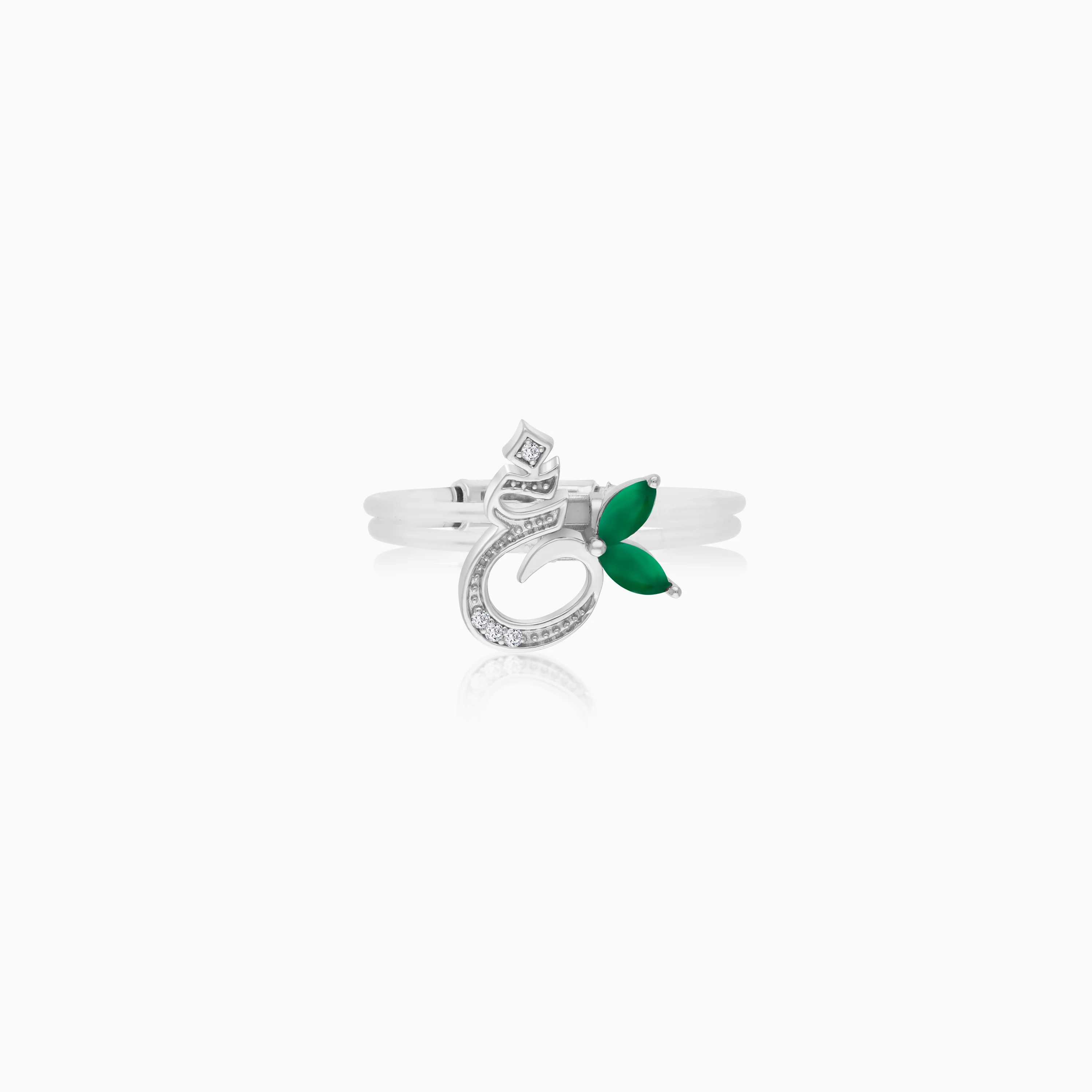 18K Gold Floating Ring "Ghayn" Letter with Natural Diamonds and Gemstones - Image 11