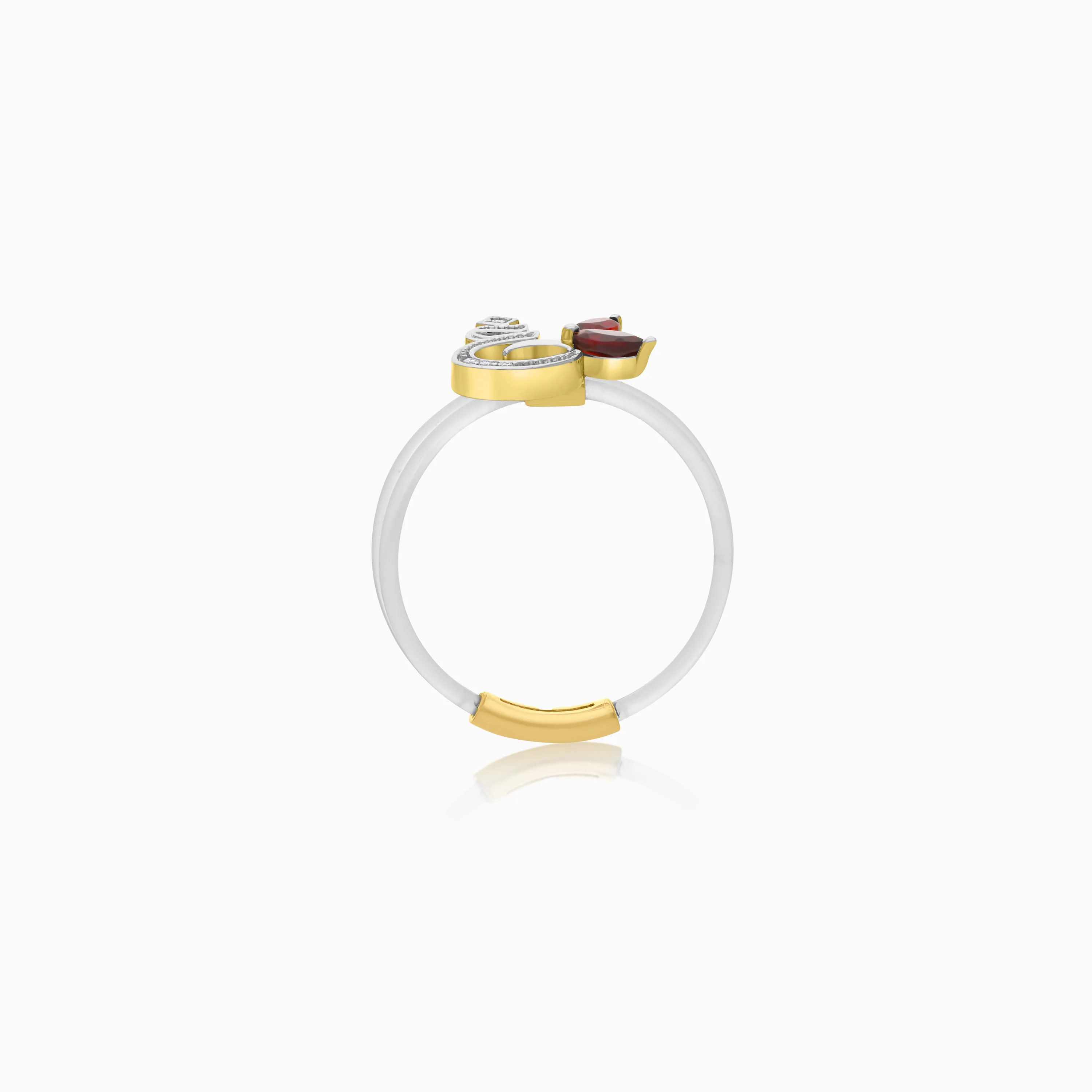 18K Gold Floating Ring "Ghayn" Letter with Natural Diamonds and Gemstones - Image 13