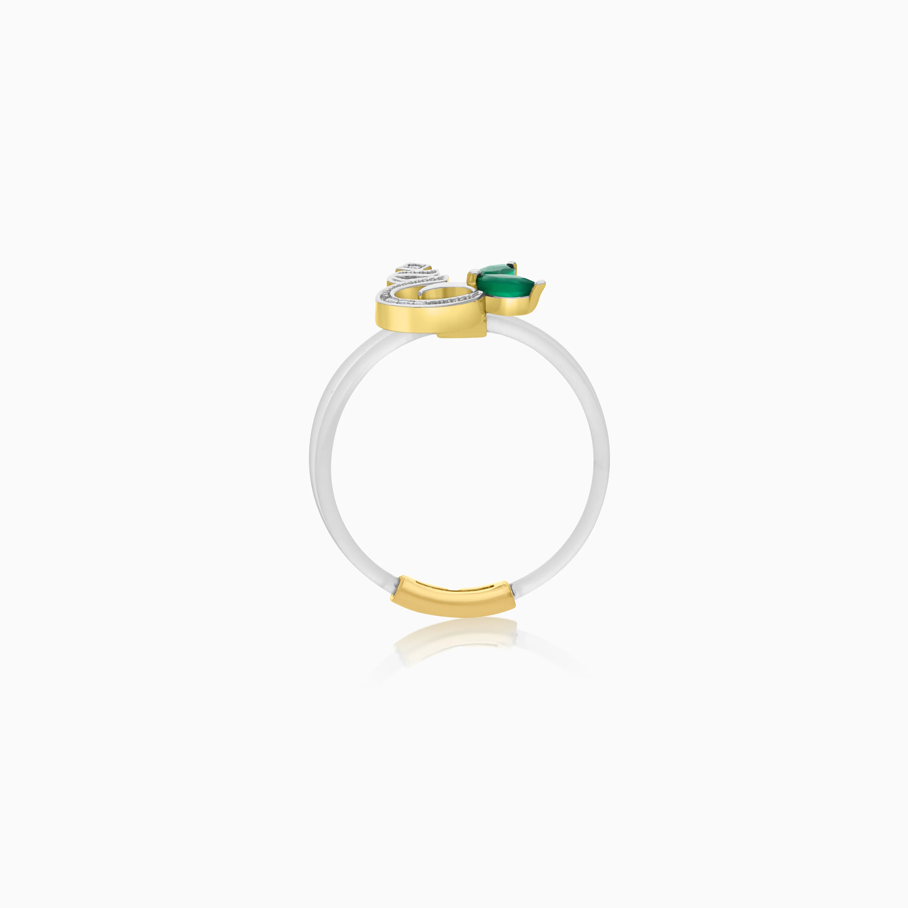18K Gold Floating Ring "Ghayn" Letter with Natural Diamonds and Gemstones - Image 15