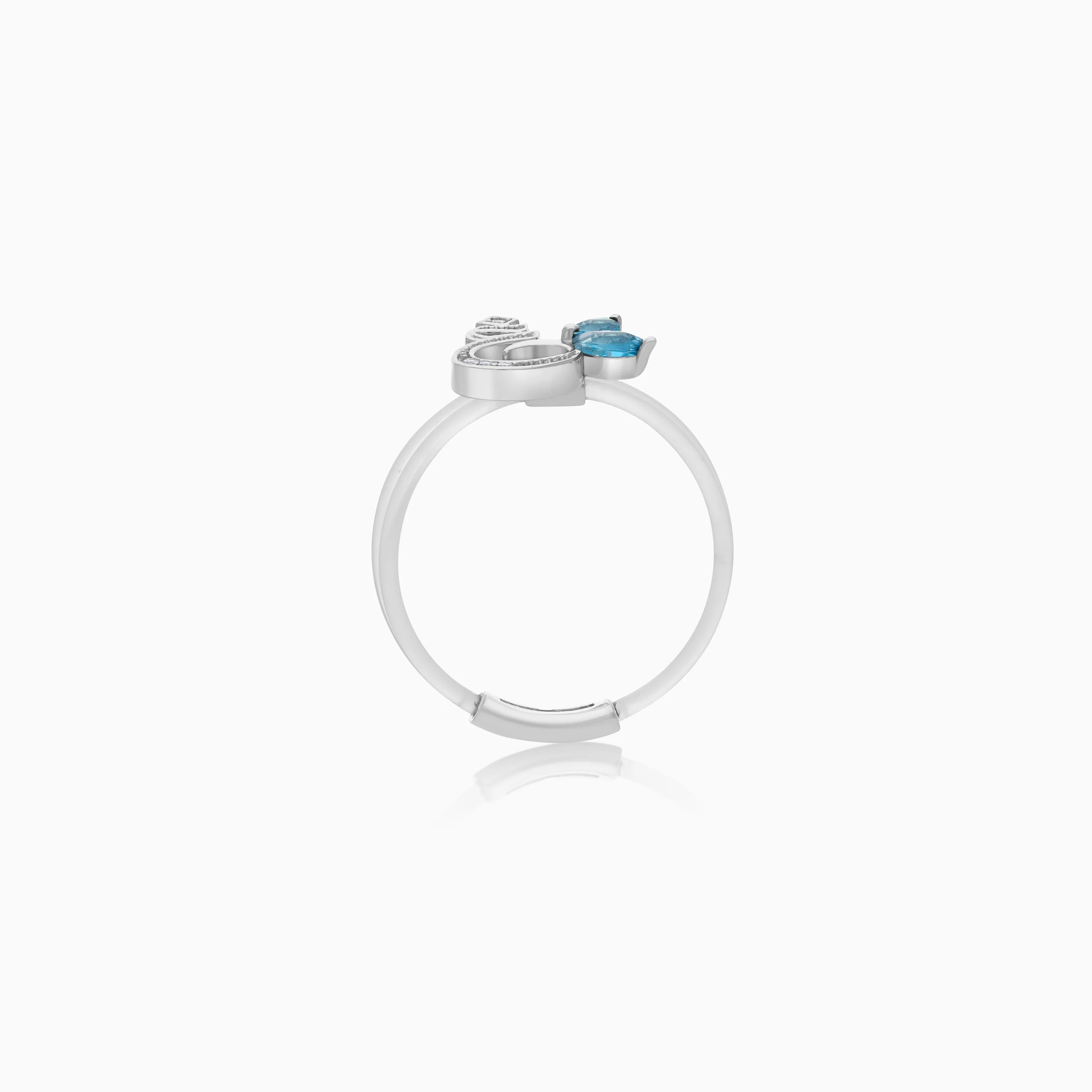 18K Gold Floating Ring "Ghayn" Letter with Natural Diamonds and Gemstones - Image 16