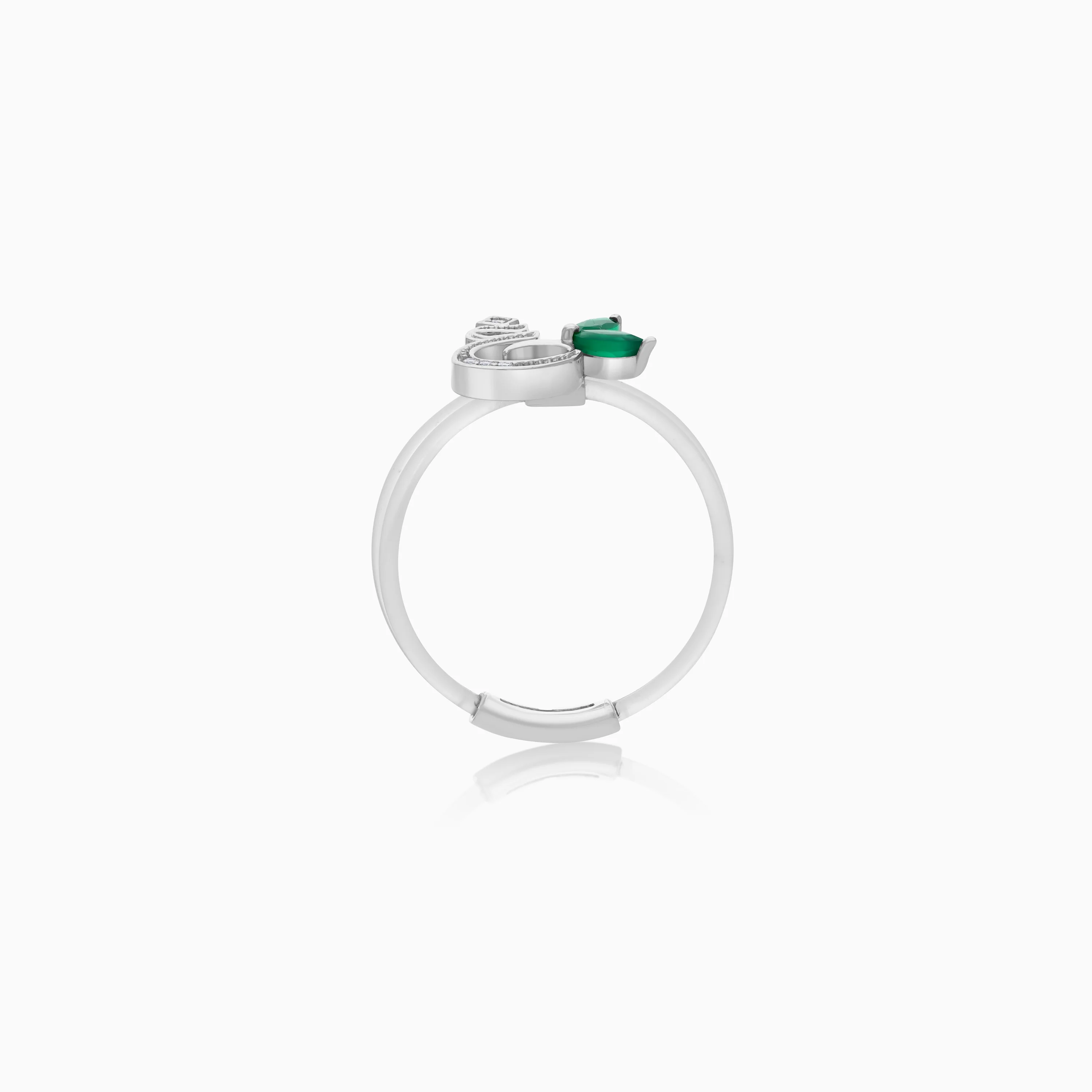 18K Gold Floating Ring "Ghayn" Letter with Natural Diamonds and Gemstones - Image 17