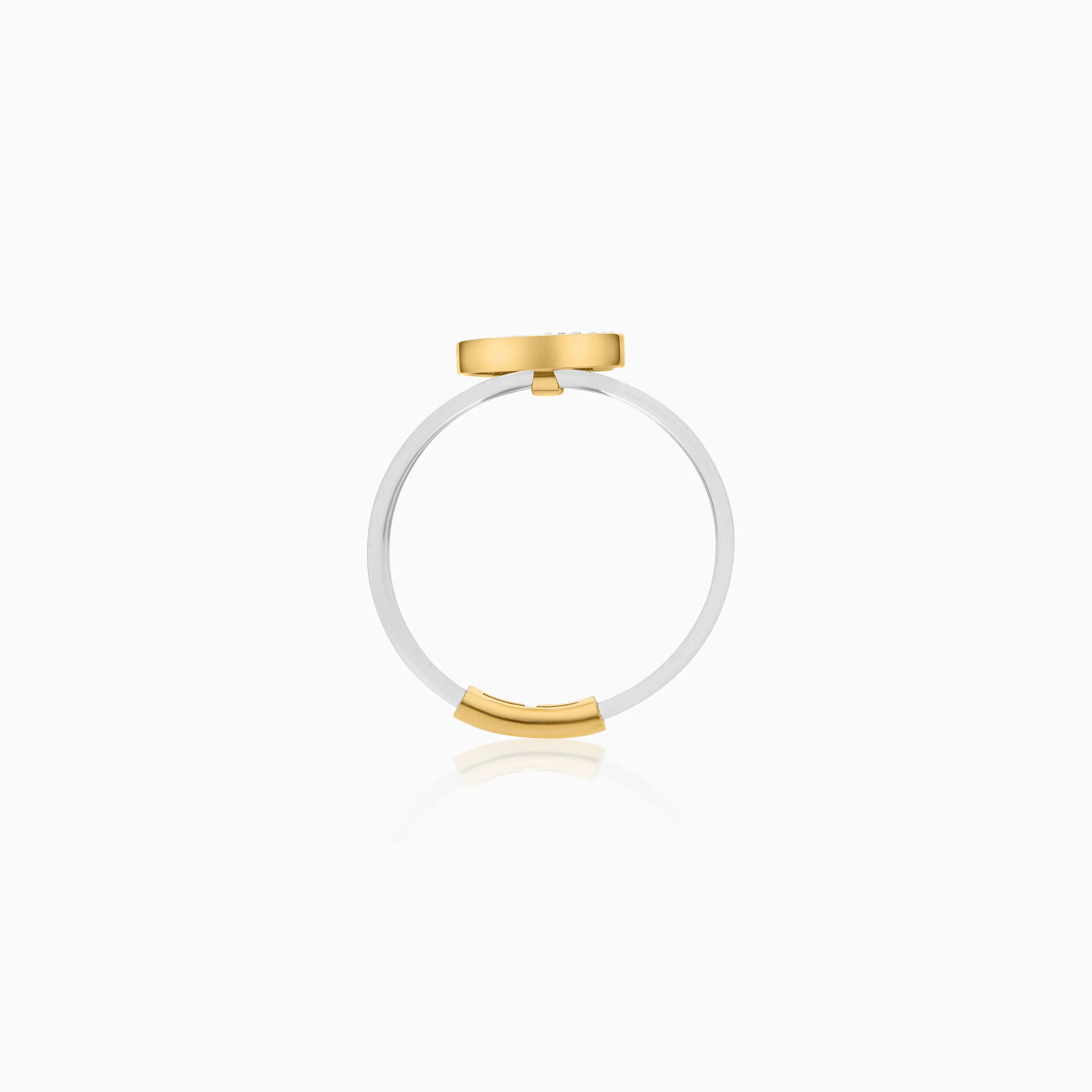 18K Gold Floating Ring "Khaa" Letter with Natural Diamonds - Image 5