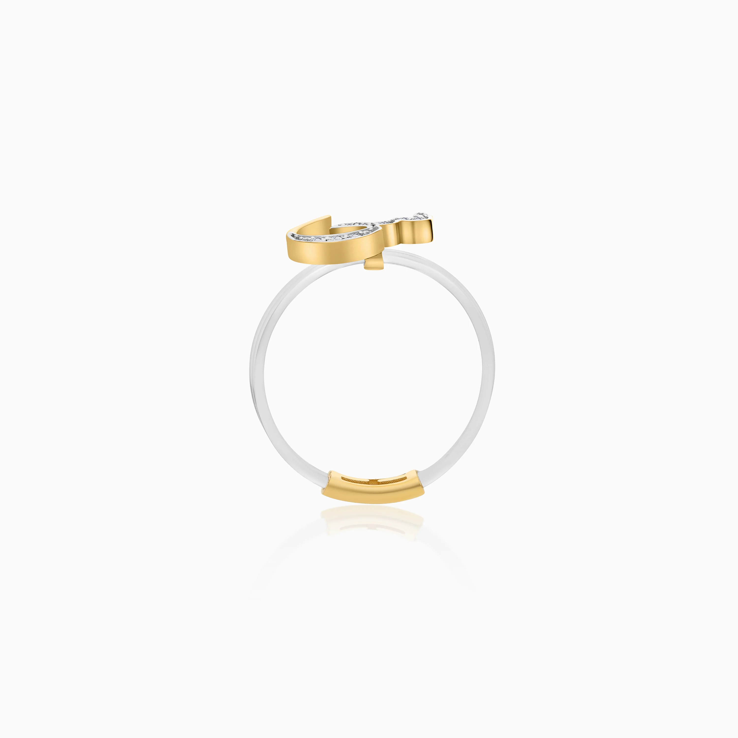 18K Gold Floating Ring Seen Letter with Natural Diamonds - Image 5