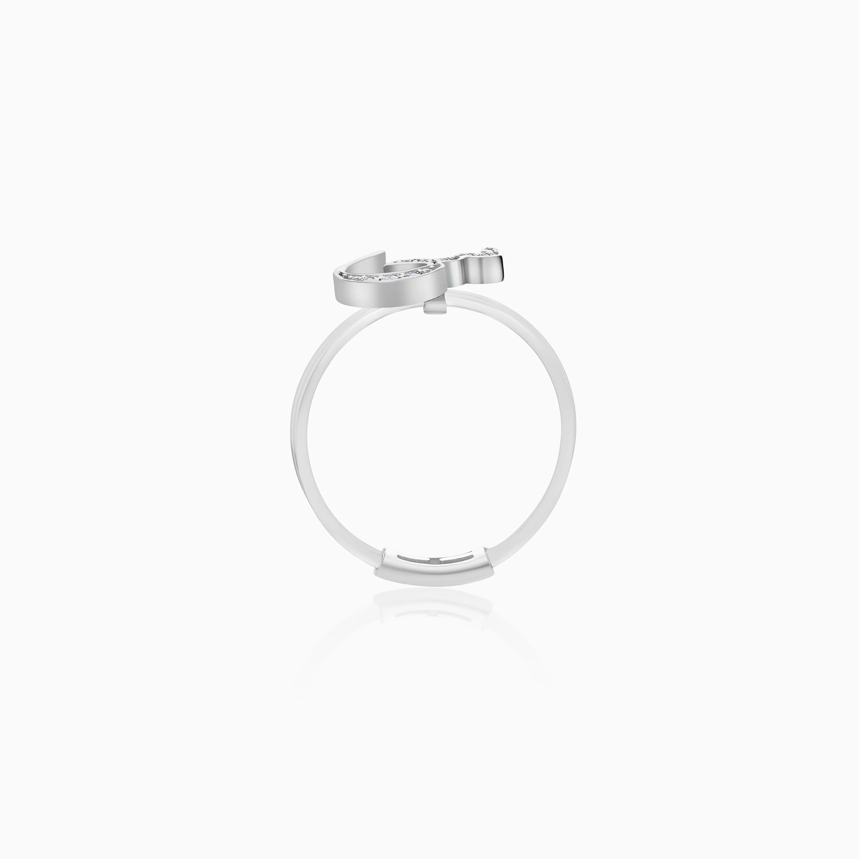 18K Gold Floating Ring Seen Letter with Natural Diamonds - Image 6
