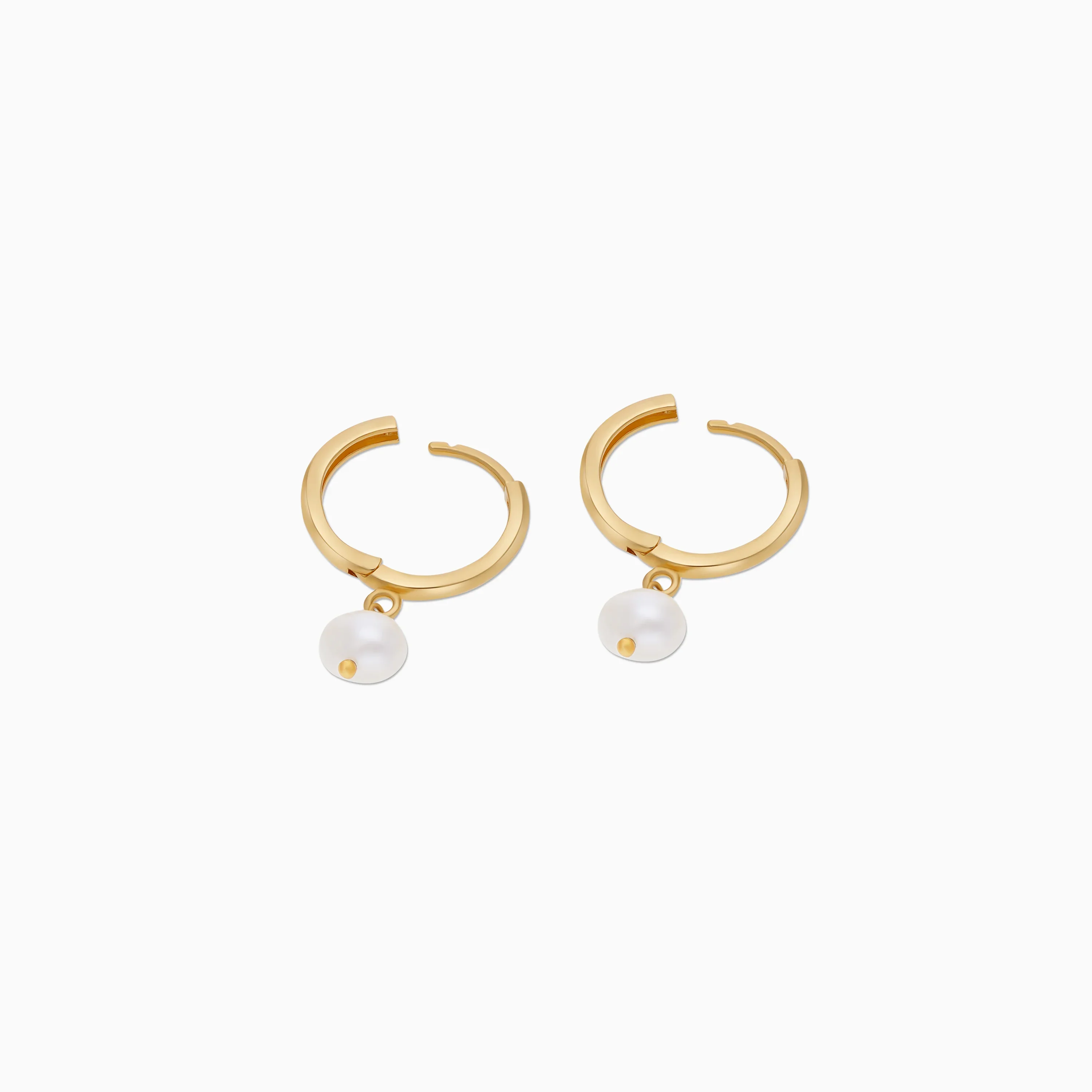 18k Gold Hoop Earrings with Pearl | Danah Collection - Image 3