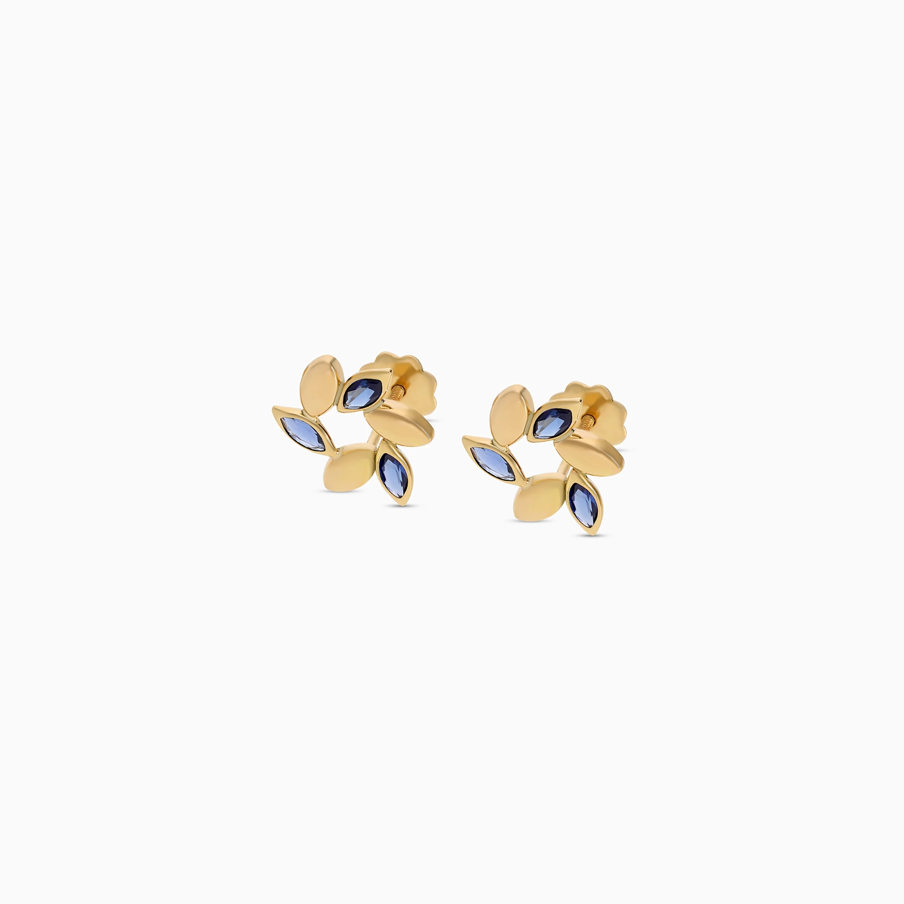 18K Gold Leaf Earrings with Artificial Stones Kids Shopping - Image 2