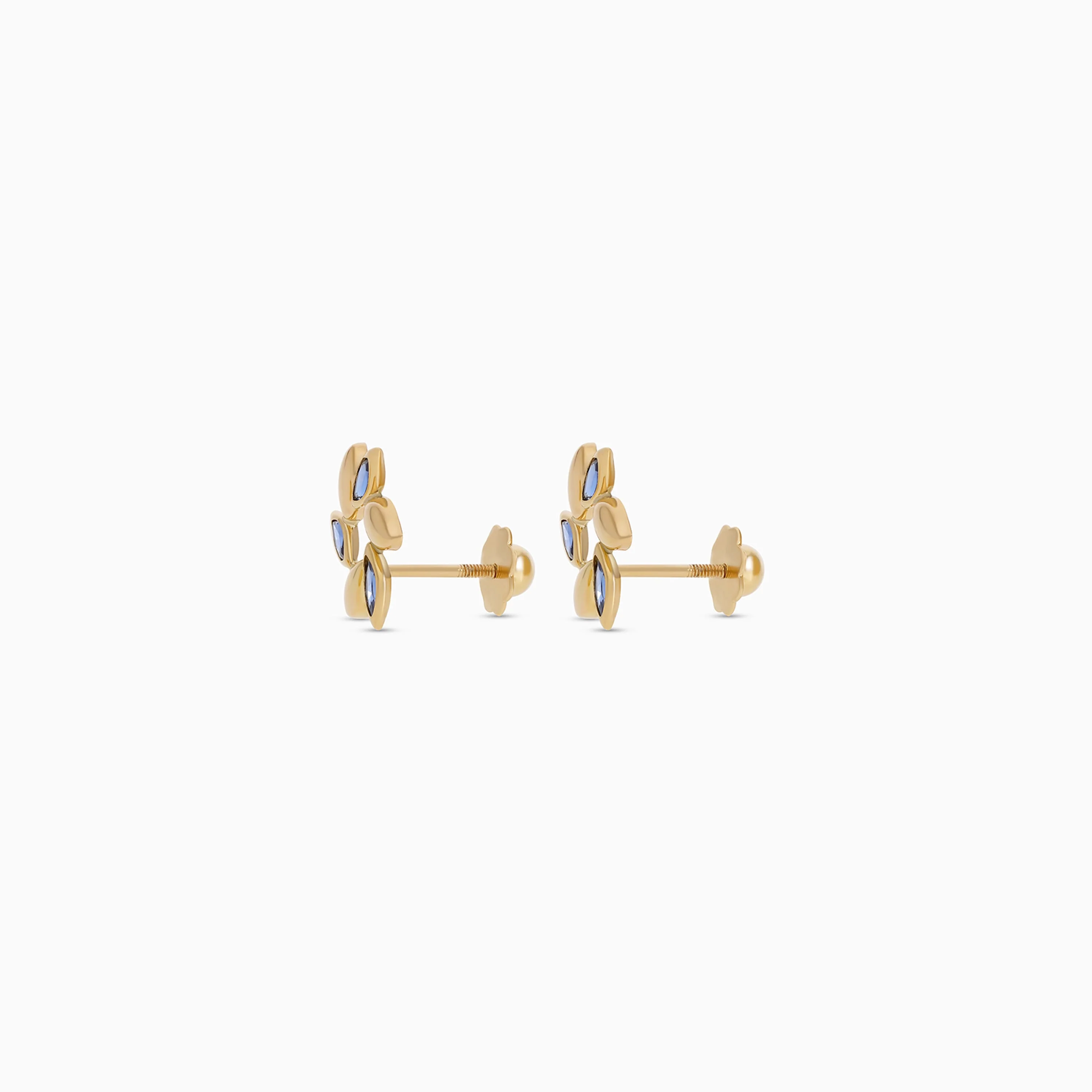 18K Gold Leaf Earrings with Artificial Stones Kids Shopping - Image 3