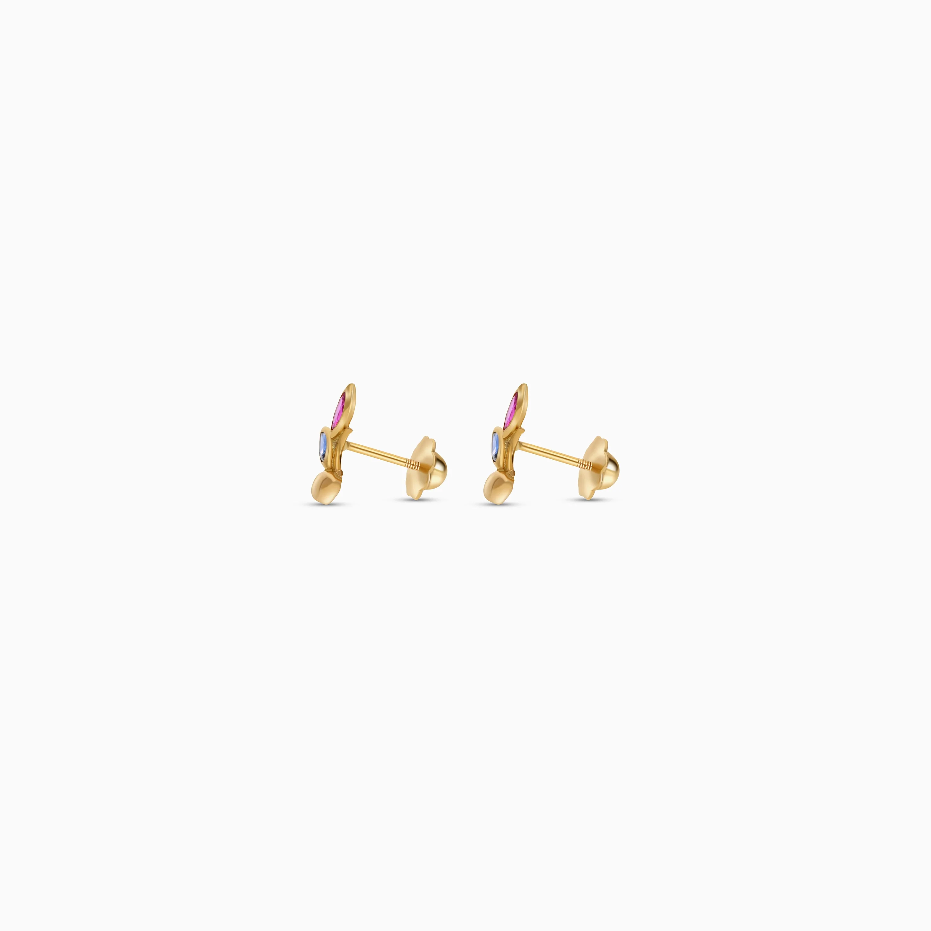 18K Gold leaf Earrings with Sparkle Stones for Kids - Image 3