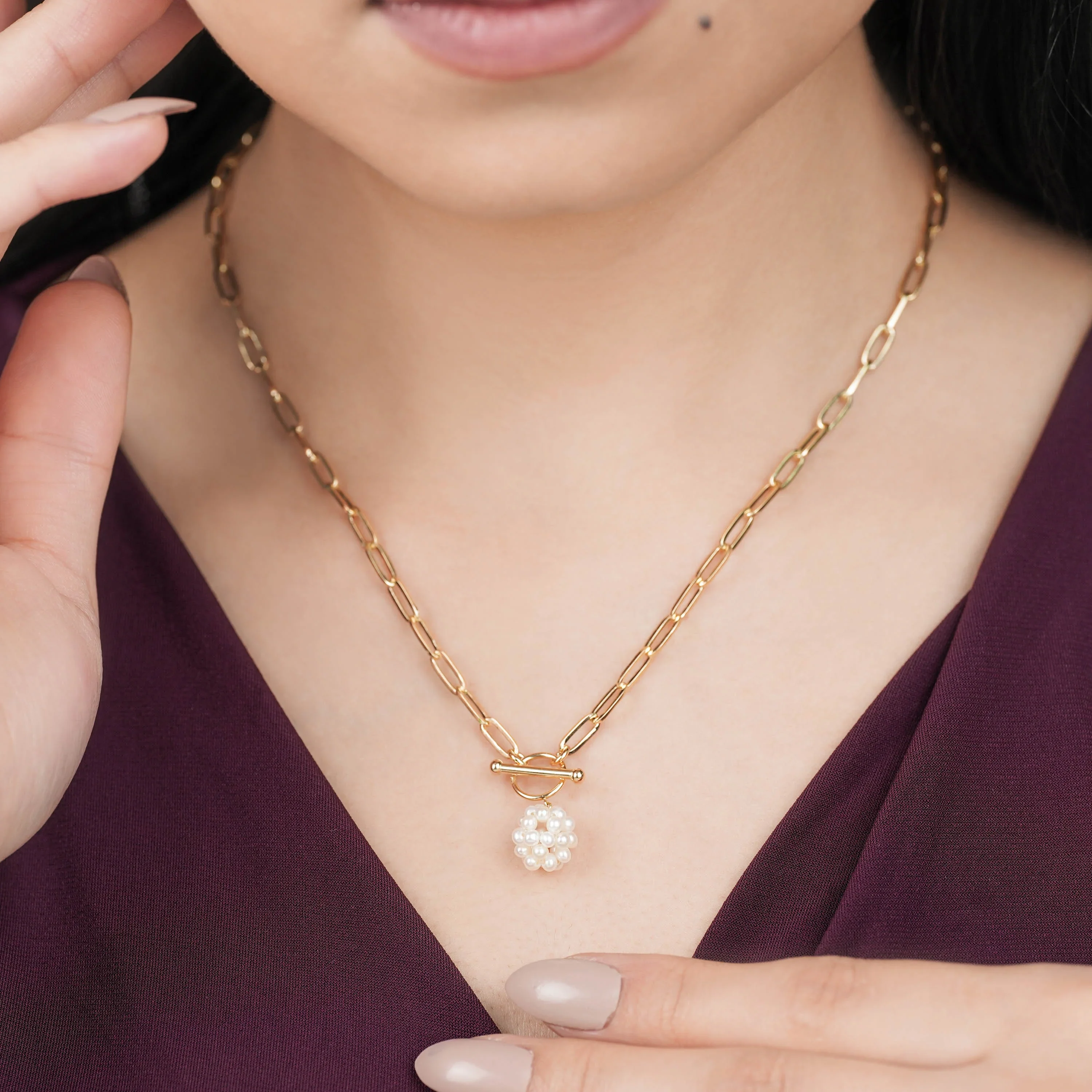 Danah 18K Gold Necklace with Pearls - Image 2