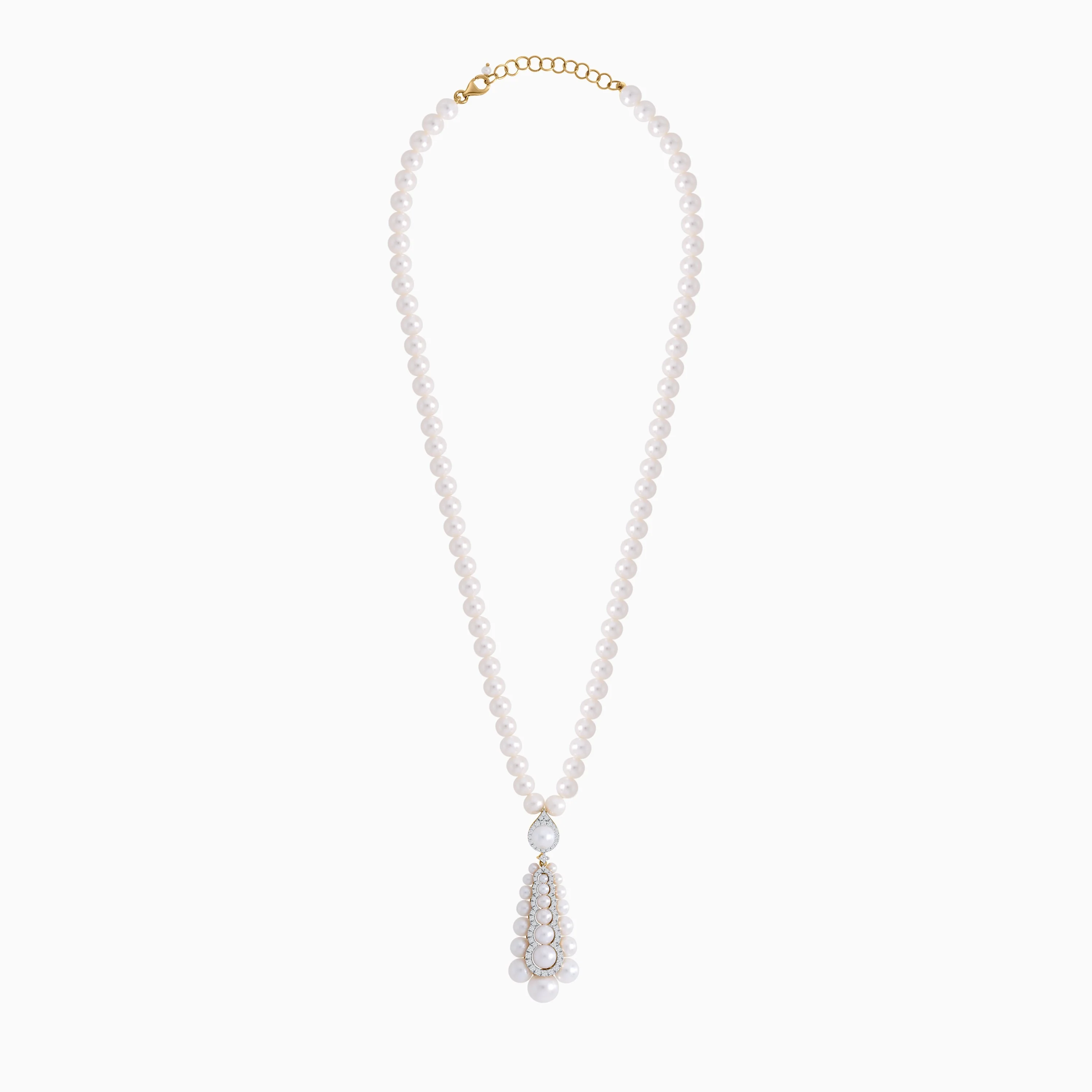 18k Gold Pearl Necklace with Zircon Stones | Danah Collection - Image 3