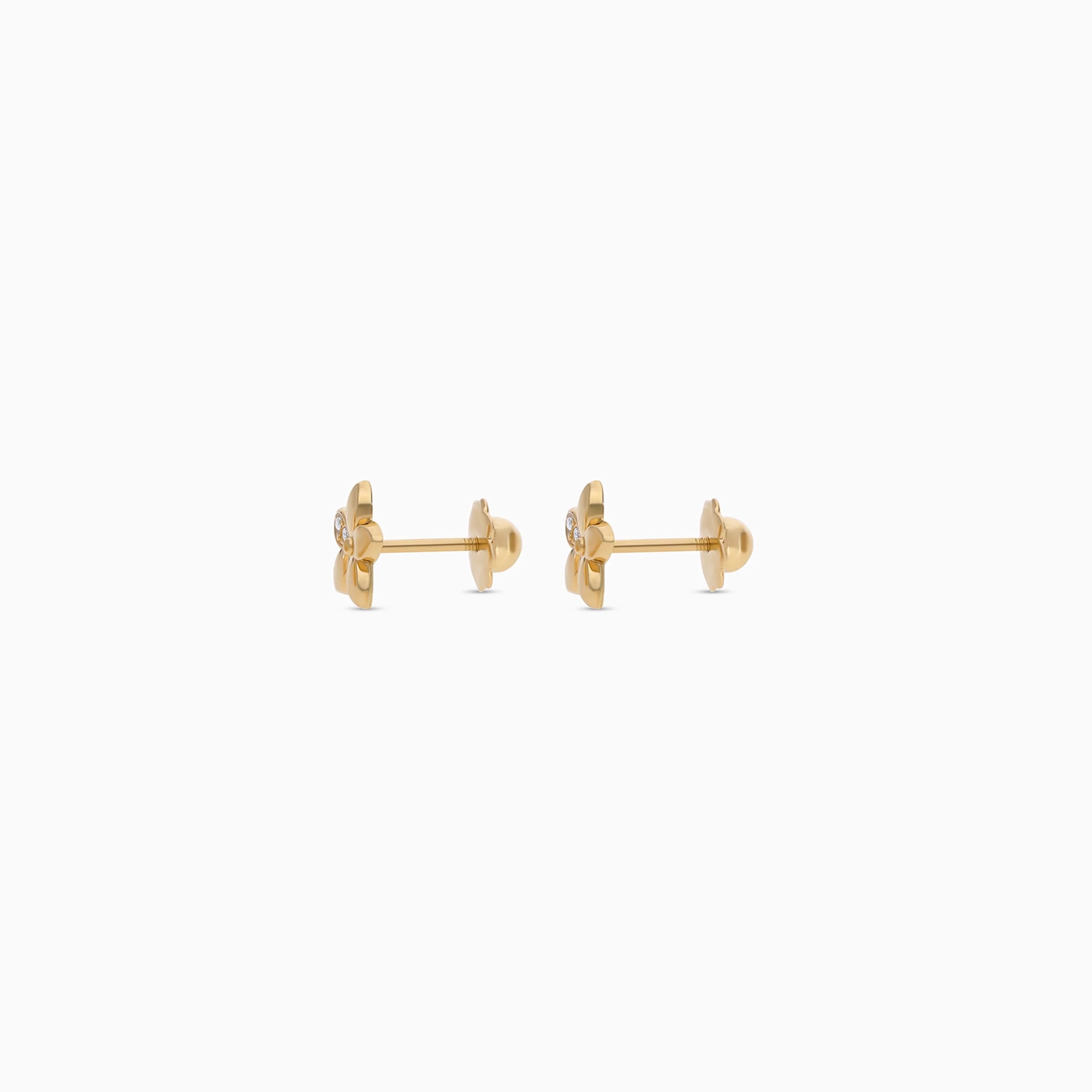 18K Gold Star Earrings with Single Zircon |   Spanish Kids Collection - Image 3