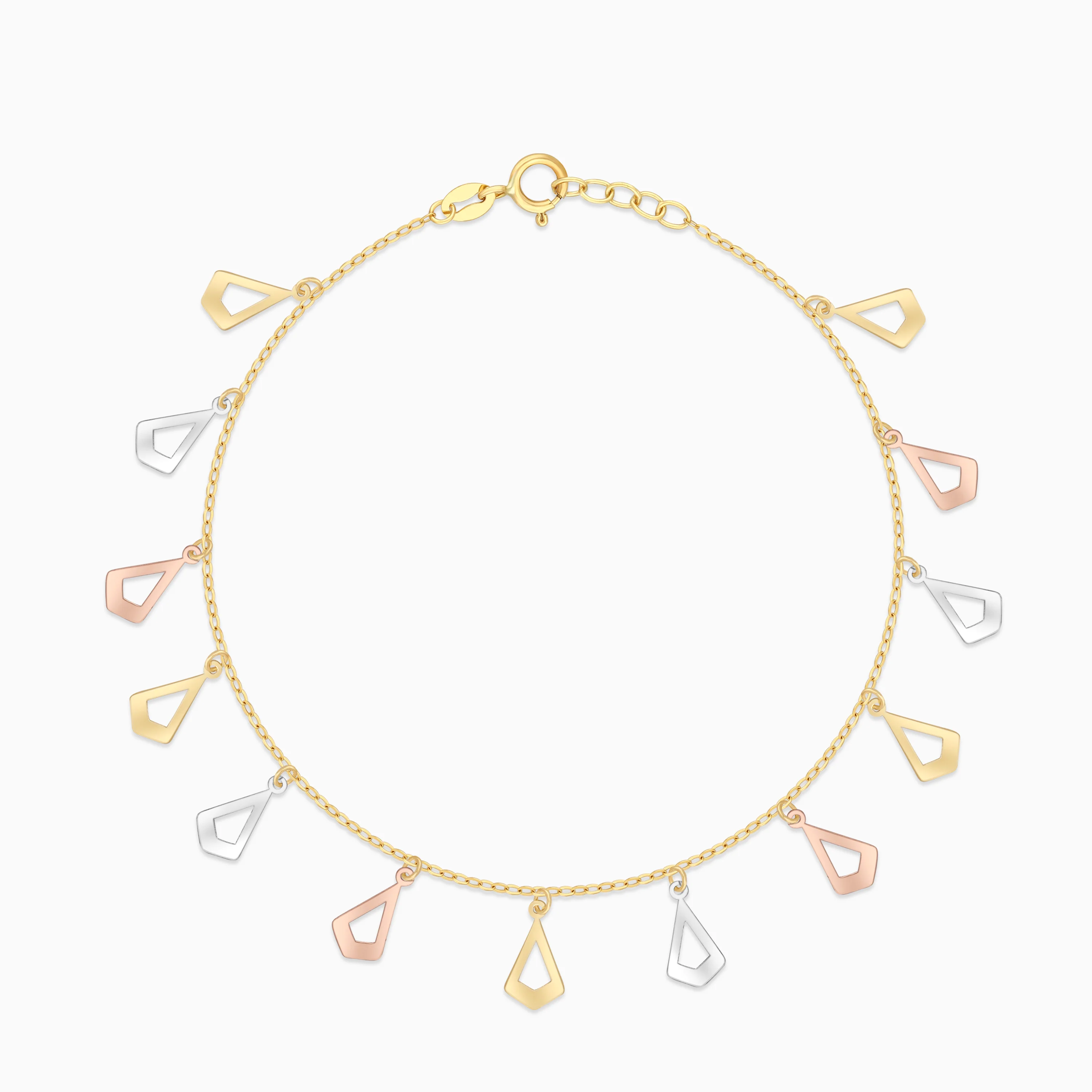 18K Gold Tri-Color Almond Charm Bracelet - Image 2