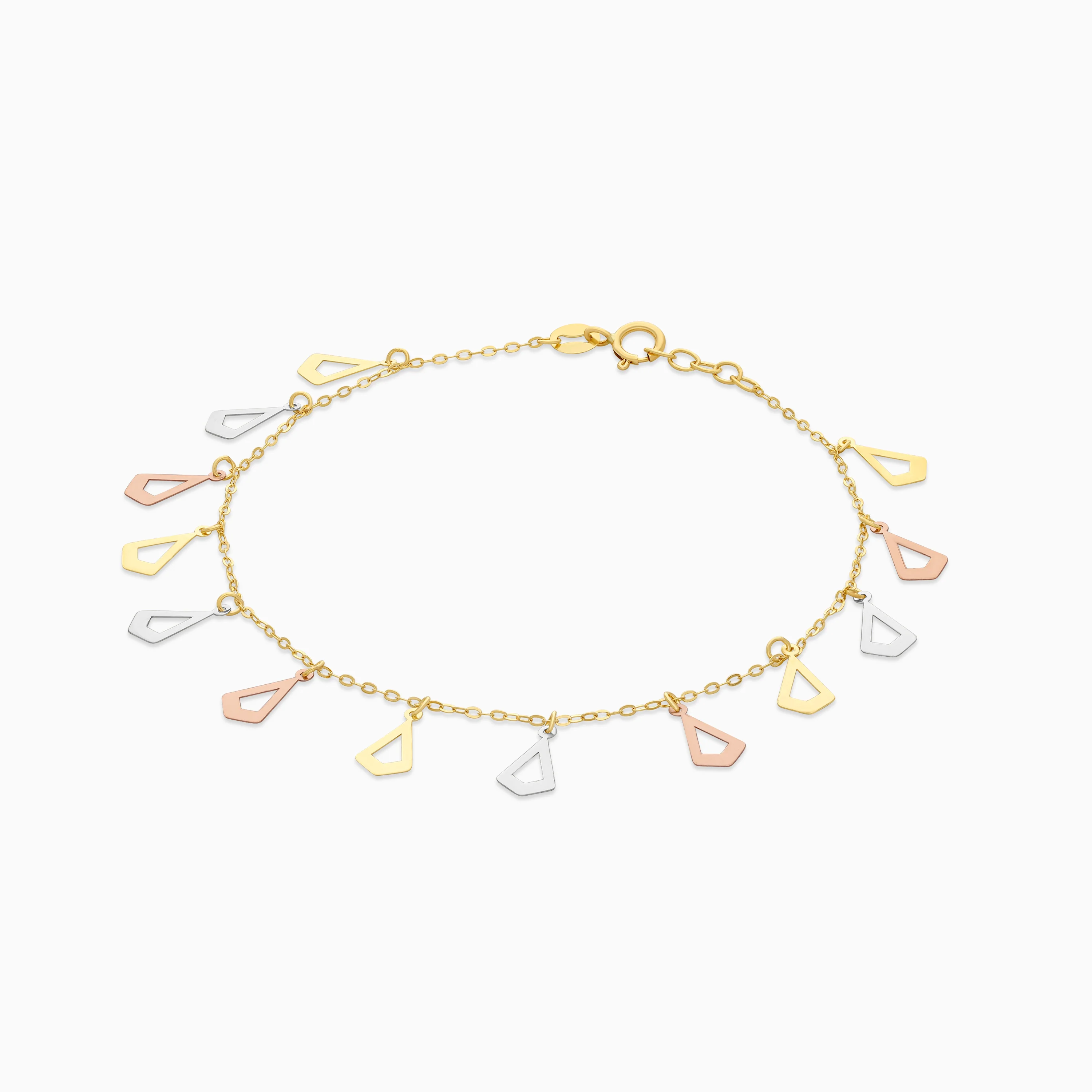 18K Gold Tri-Color Almond Charm Bracelet - Image 3