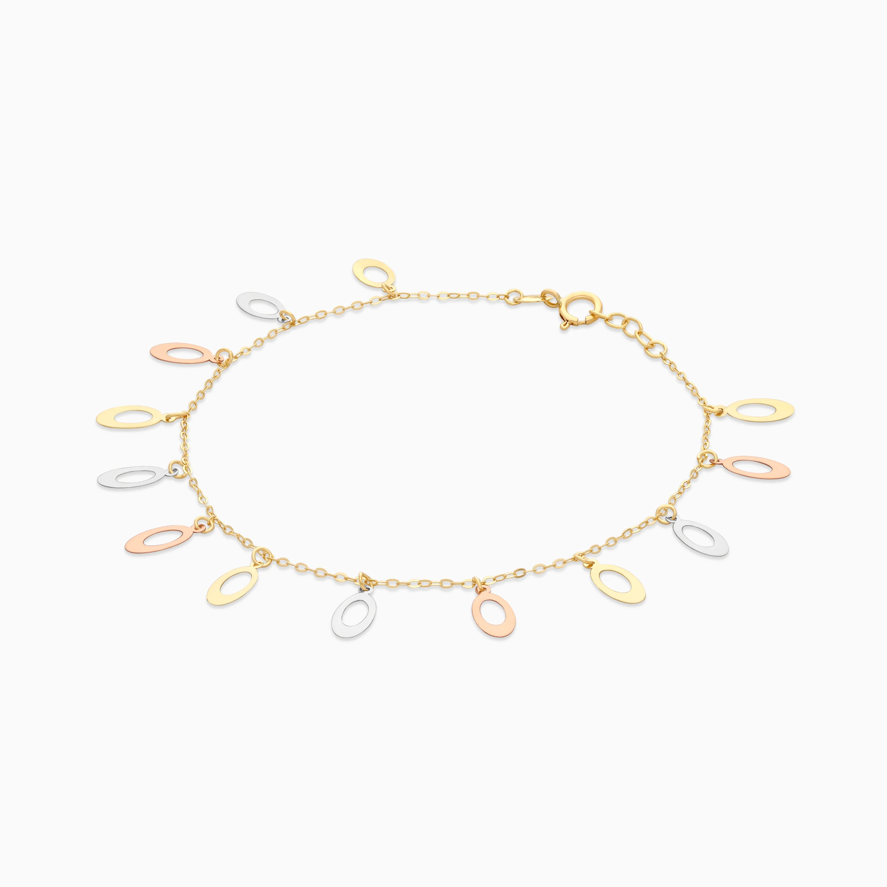 18K Gold Tri-Color Charm Bracelet - Image 2