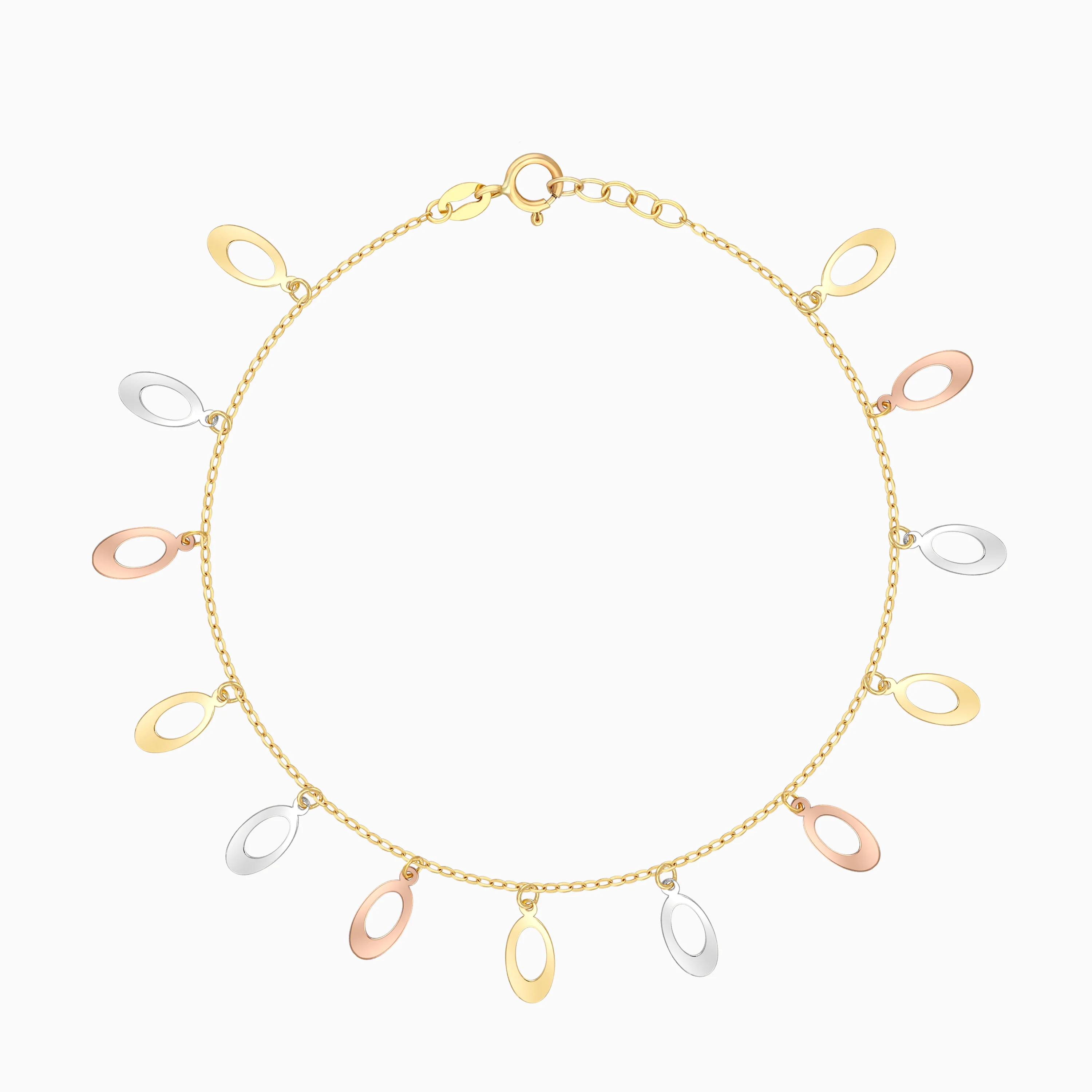 18K Gold Tri-Color Charm Bracelet - Image 3