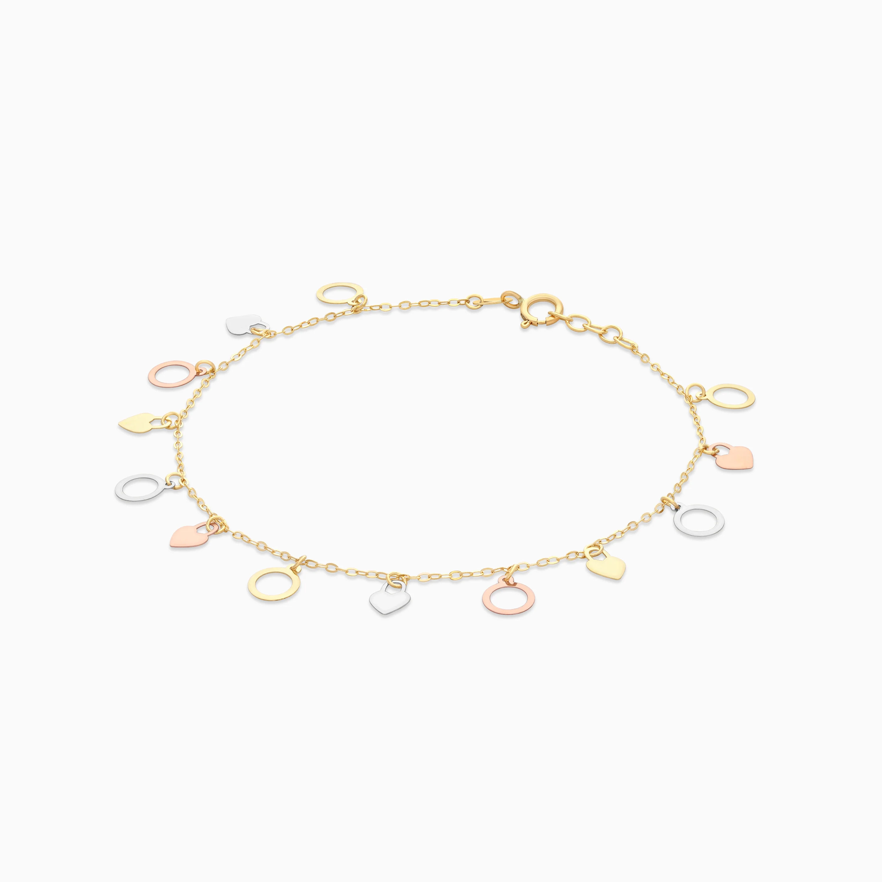 18K Gold Tri-Colour with Dangling Circles & Heart lock shapes - Image 3