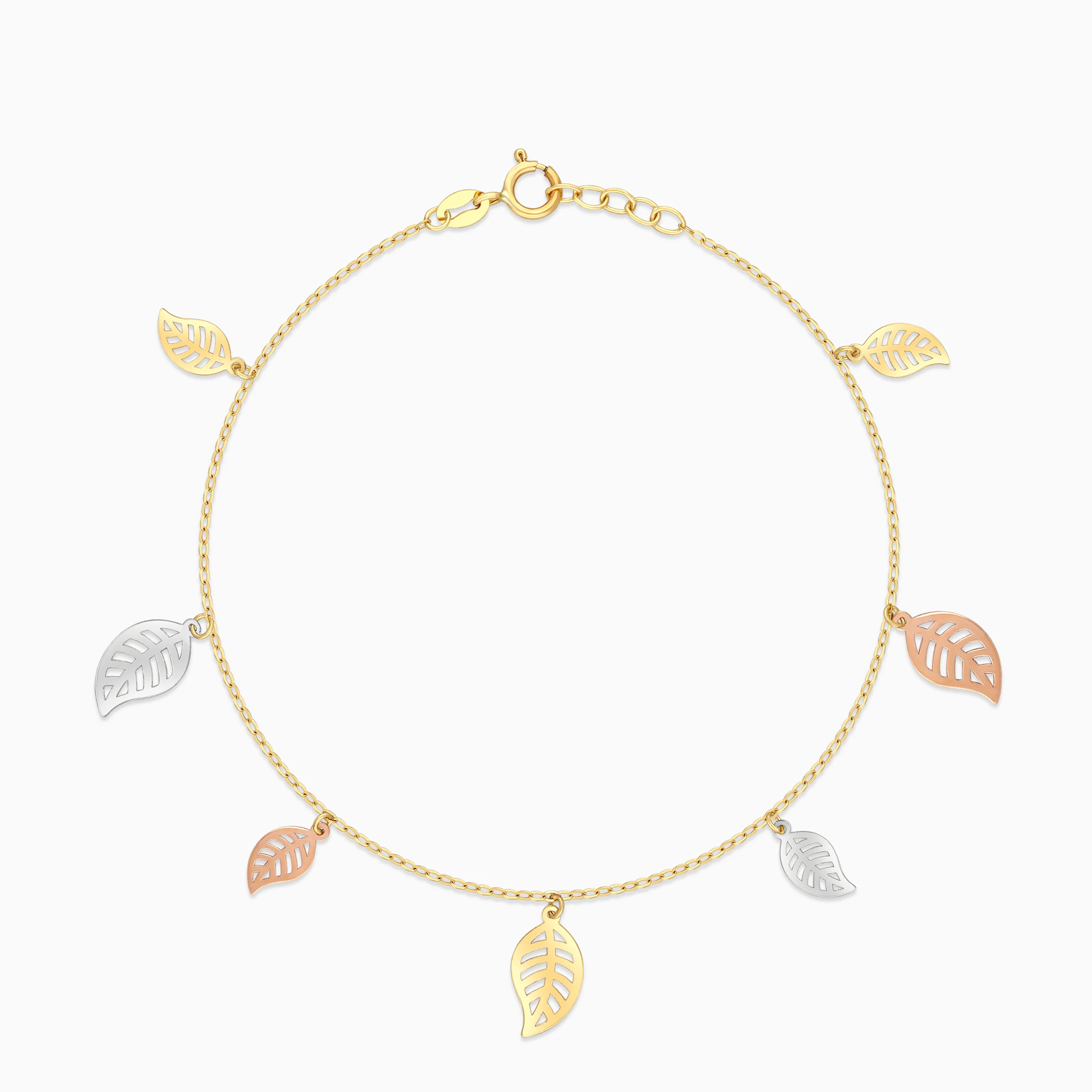 18K Multi Colour Gold Tree Leaf Design Bracelet - Image 2