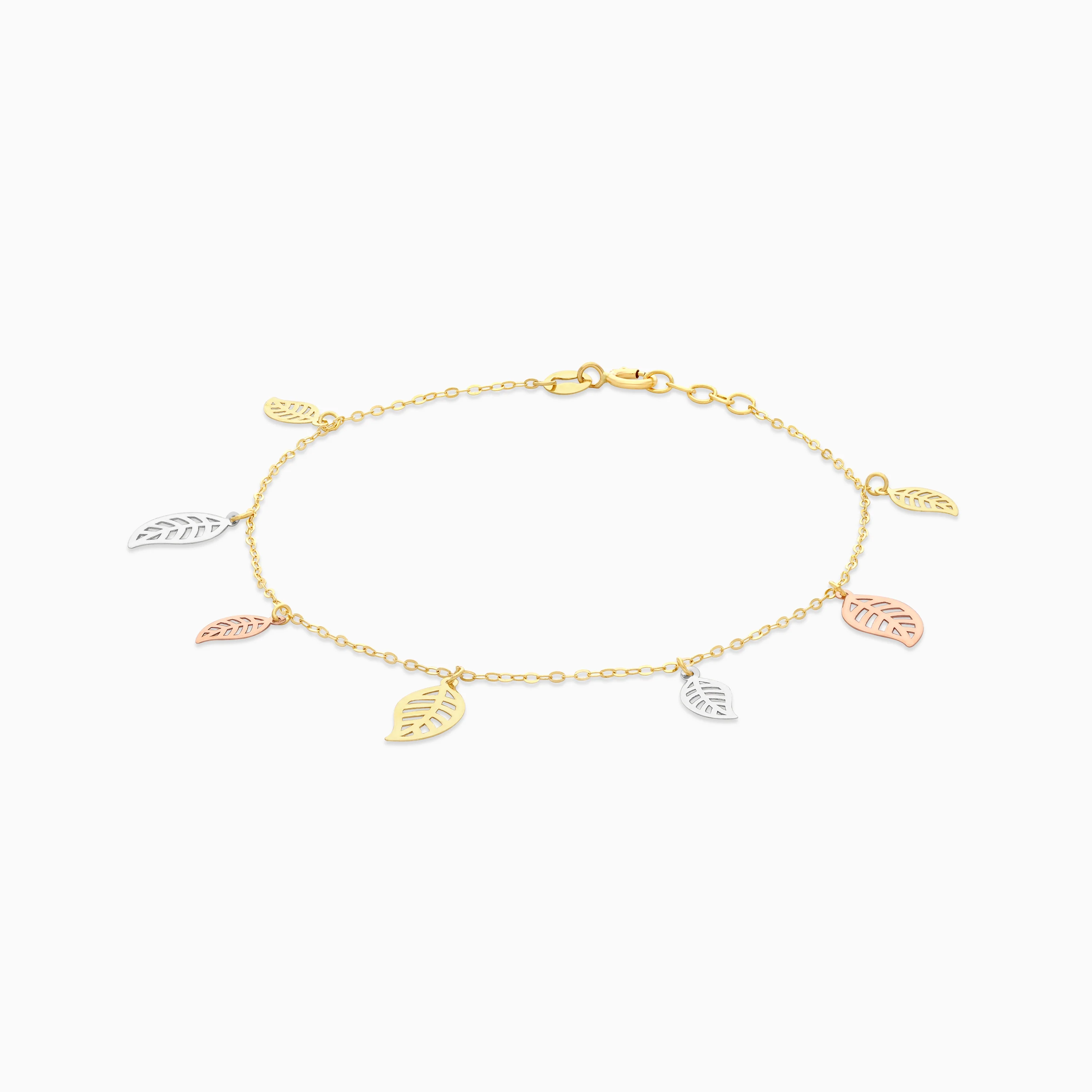 18K Multi Colour Gold Tree Leaf Design Bracelet - Image 3