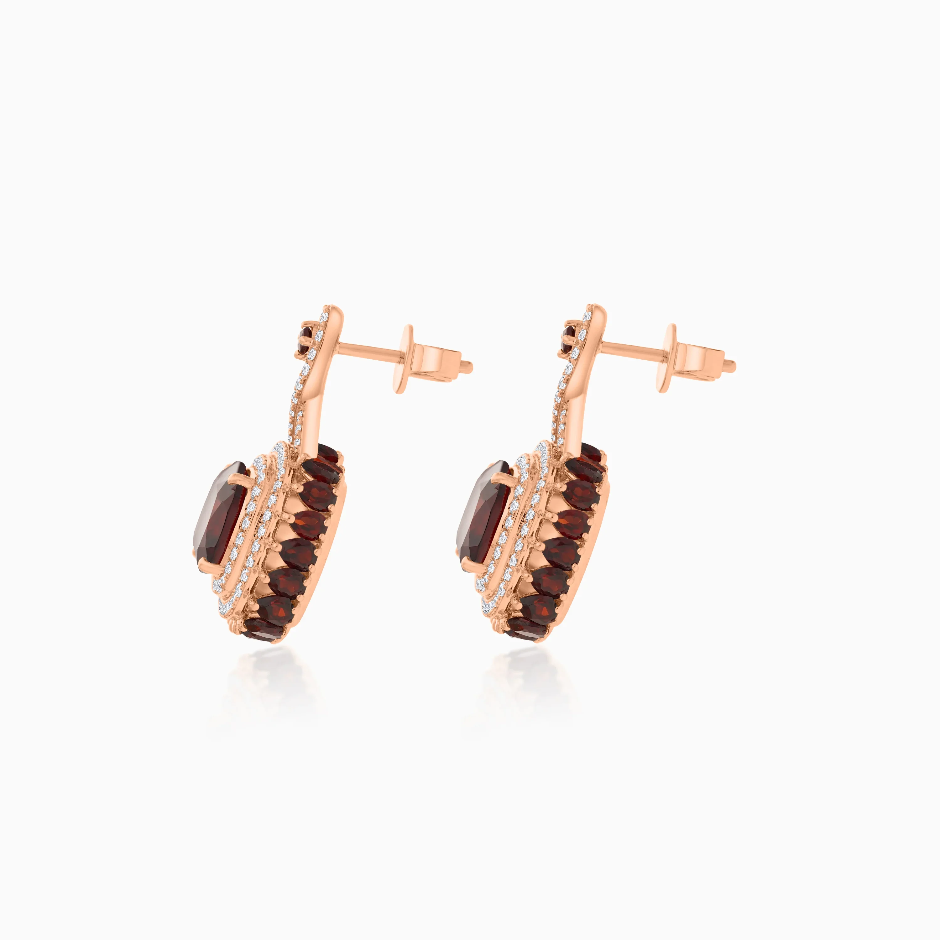 18K Rose Gold Earrings featuring a stunning Natural Diamond and Garnet stones - Vida Collection - Image 4