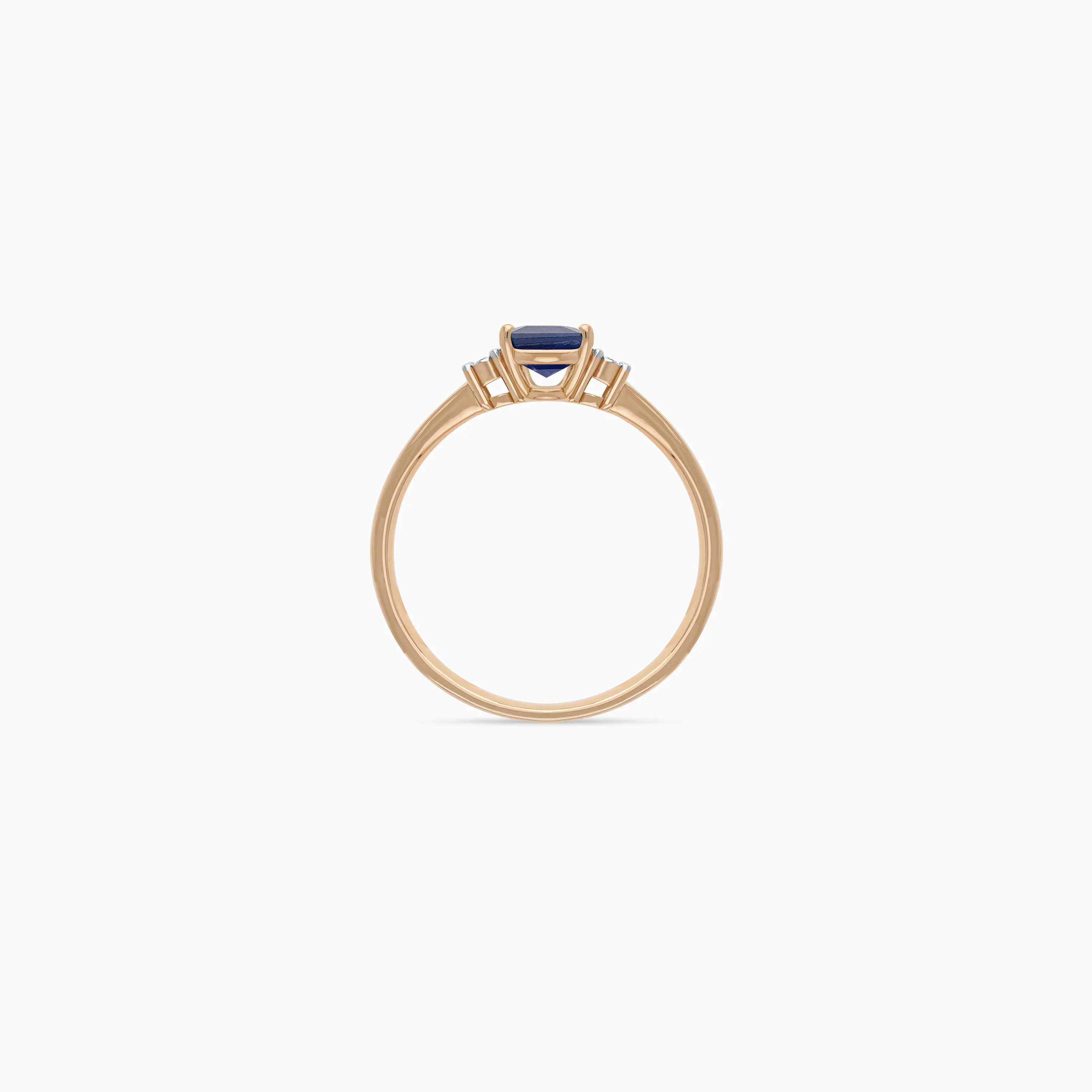 18k rose gold emerald cut Blue sapphire stone and natural diamond ring in 18k Rose gold | colour classic collection - Image 3
