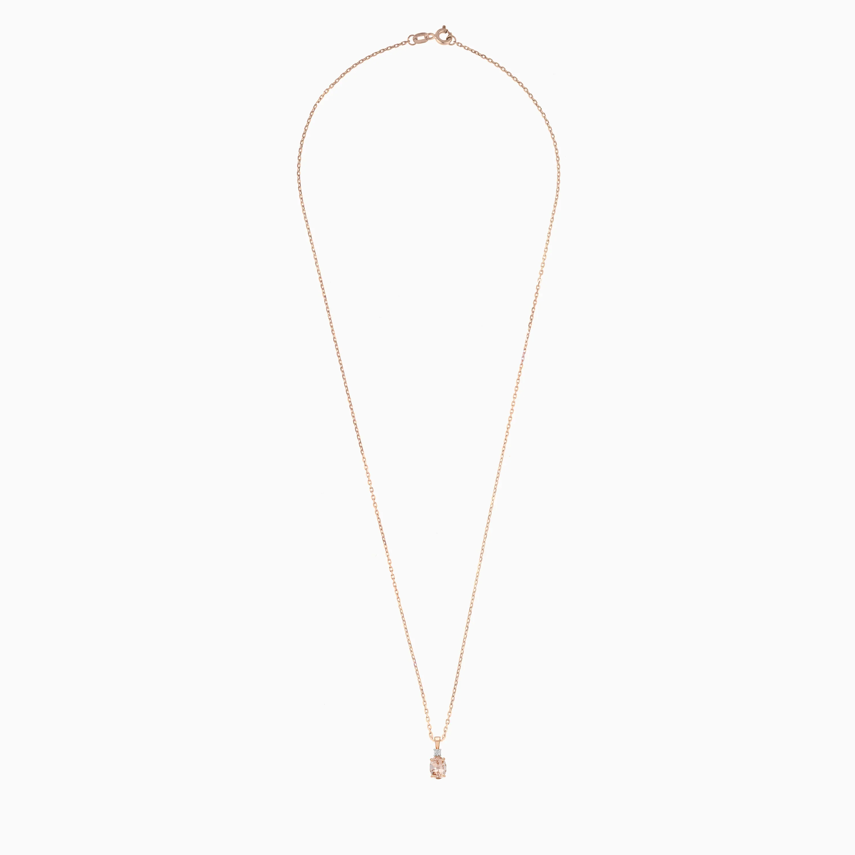 18k Rose Gold Peach Morganite & Natural Diamond Necklace | Colour Classic Collection - Image 2