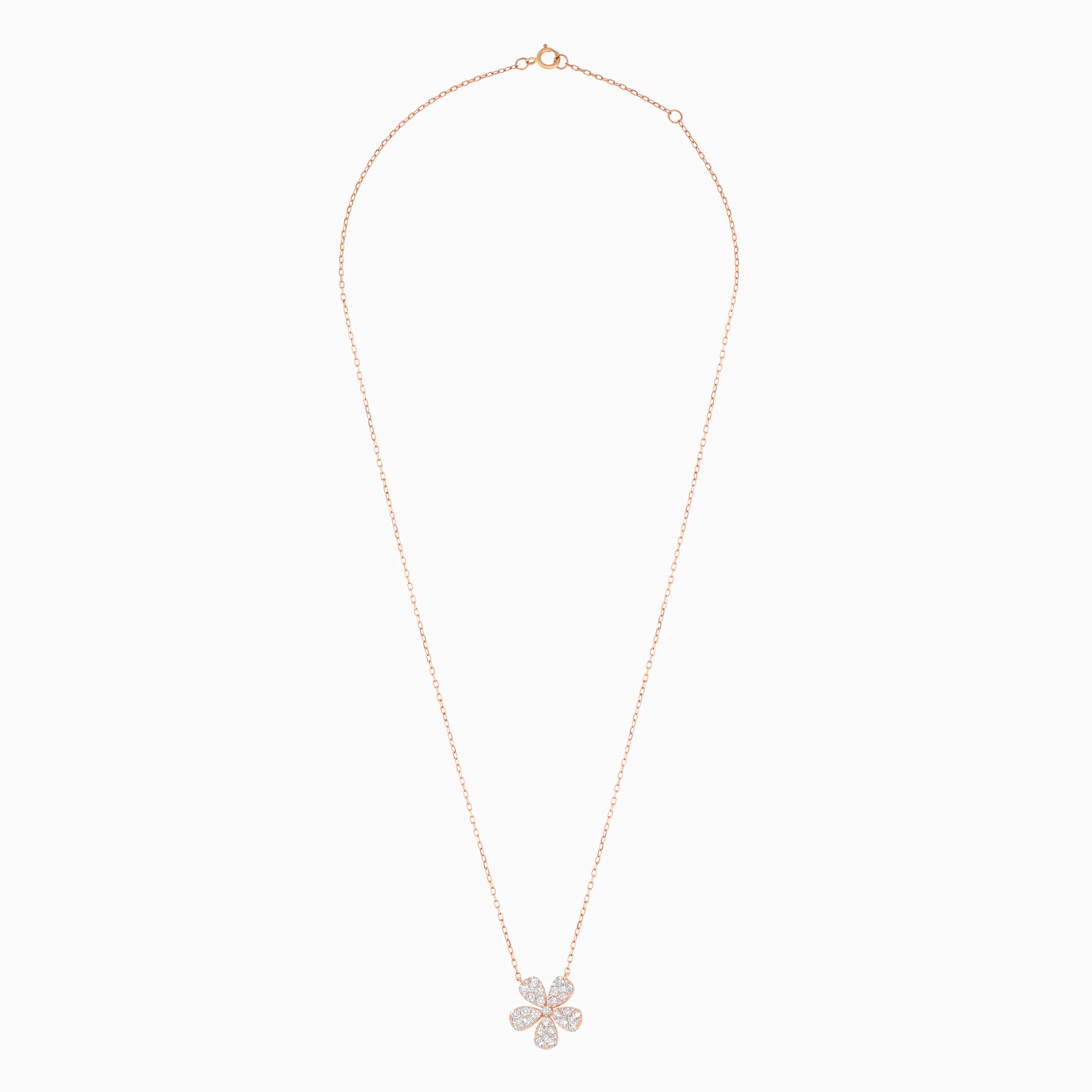 18K Rose Gold Flower Necklace with Natural Diamonds – Mosaic Collection - Image 3