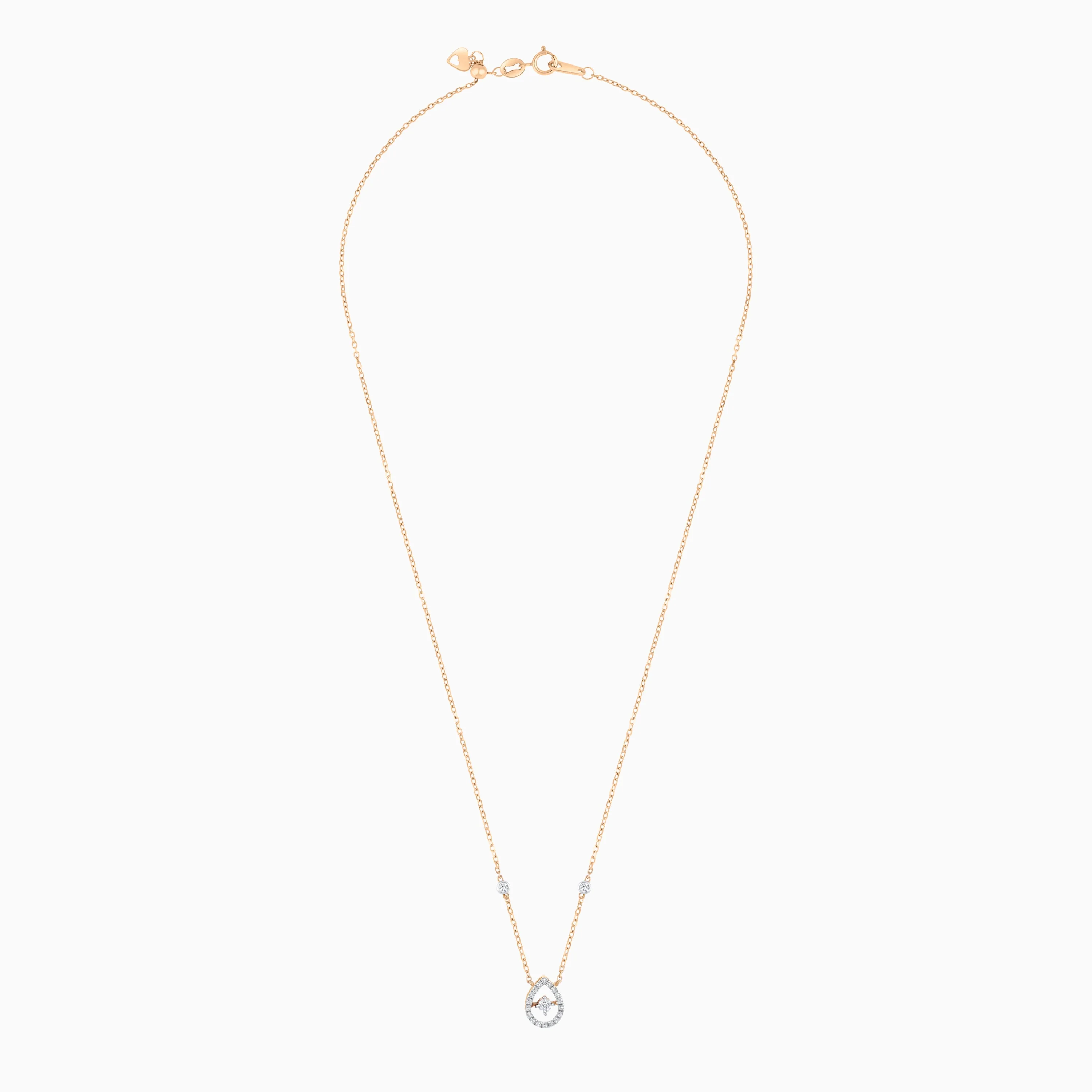18K Rose Gold Drop Necklace with Natural Diamonds | Dancing Diamond Collection - Image 3