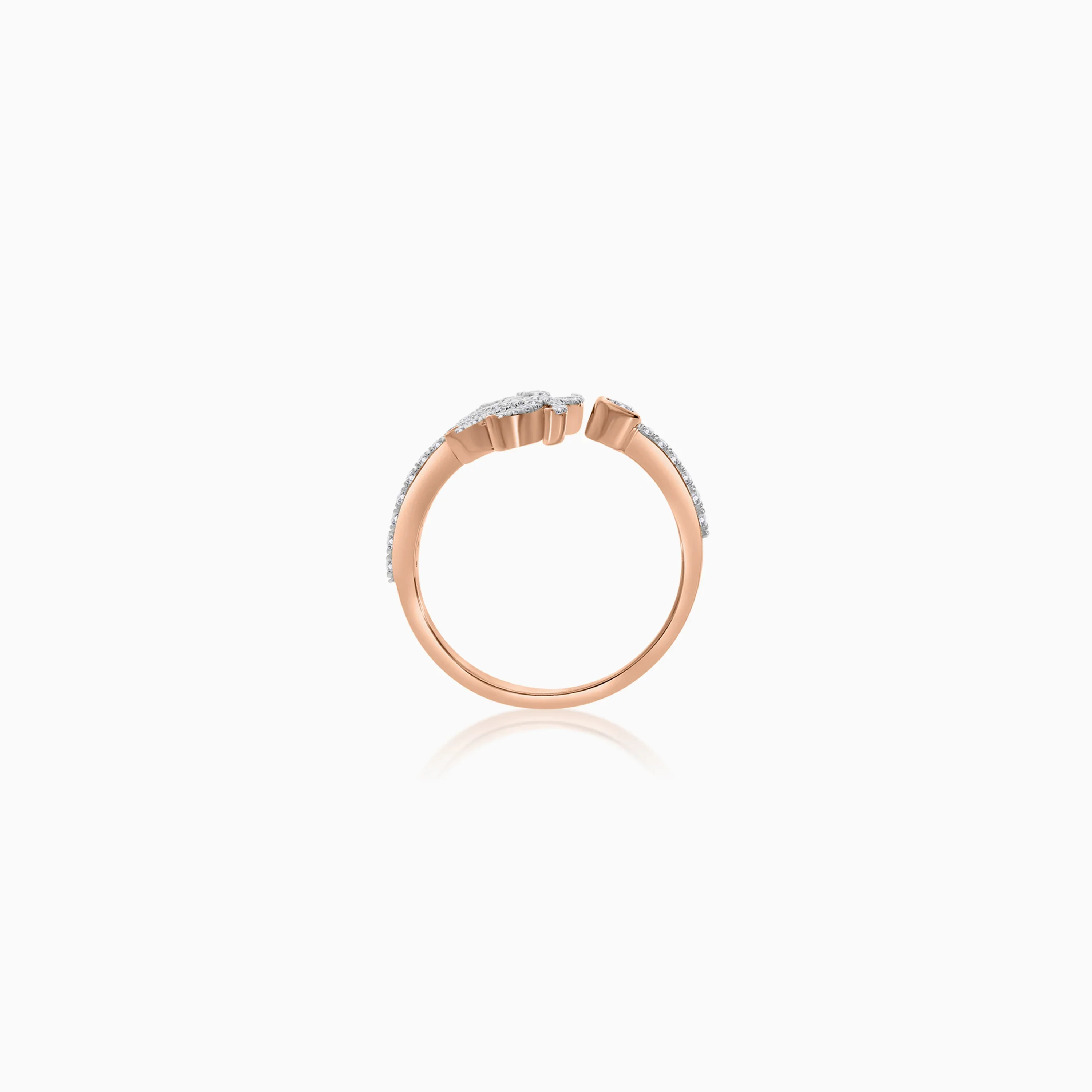 18K Rose Gold Stud Earrings with Dangling Palm Tree-Shaped Design Decorated with Natural Diamond | Al Nakhla Collection - Image 3