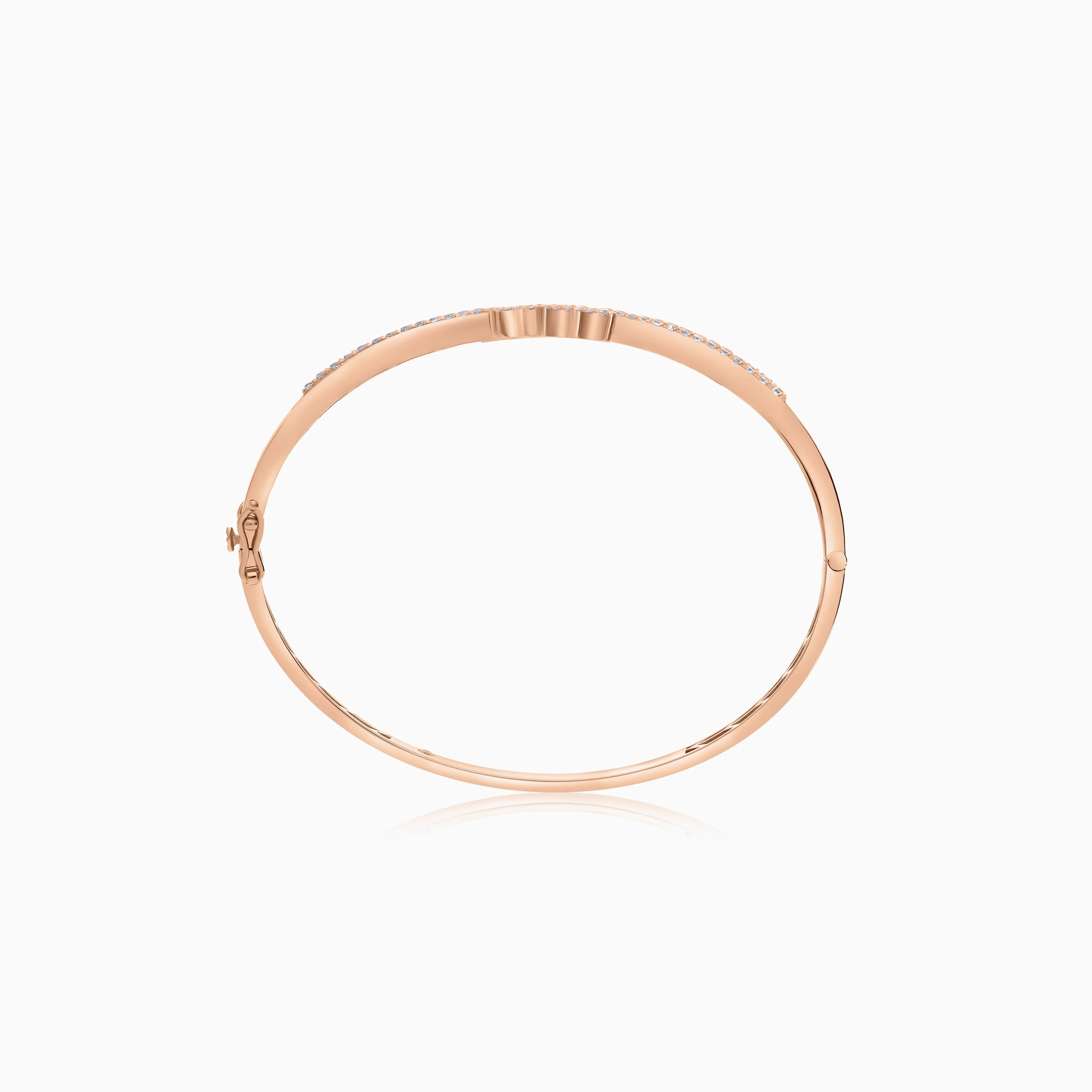 18K Rose Gold Palm Tree Bangle Decorated with Natural Diamonds | Al Nakhla Collection - Image 3