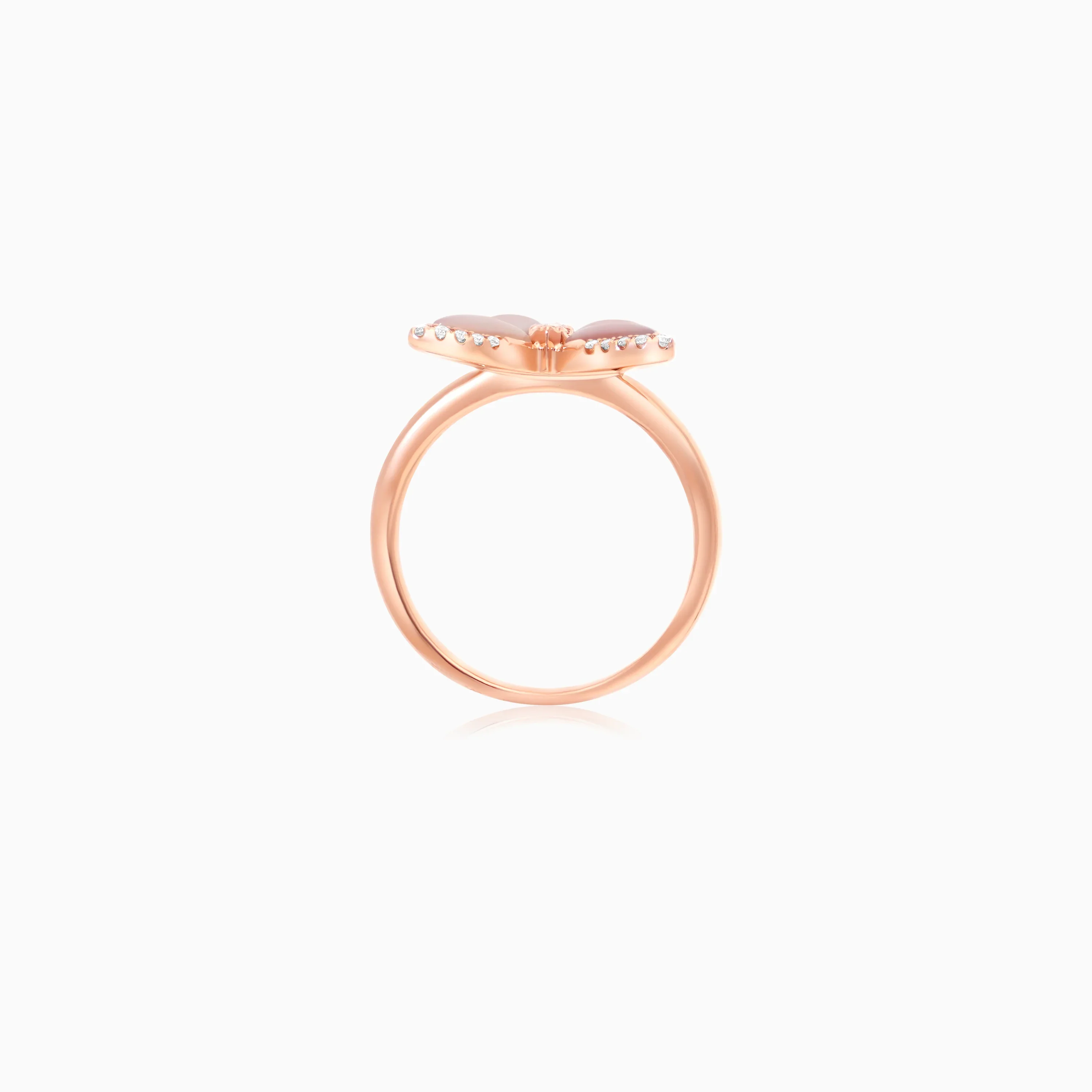 18K Rose Gold Butterfly Ring with Mother of Pearl and Natural Diamonds – Mosaic Collection - Image 3