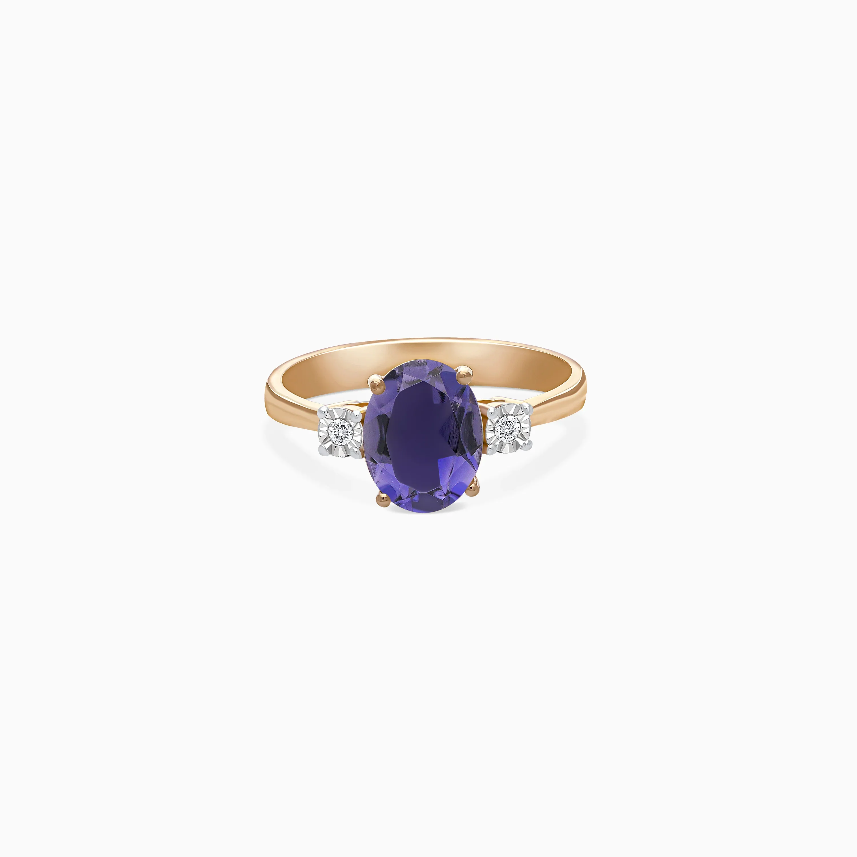 18k Rose Gold Ring Decorated with Iolite Gems and Natural Diamond | Colour Classic Collection - Image 2