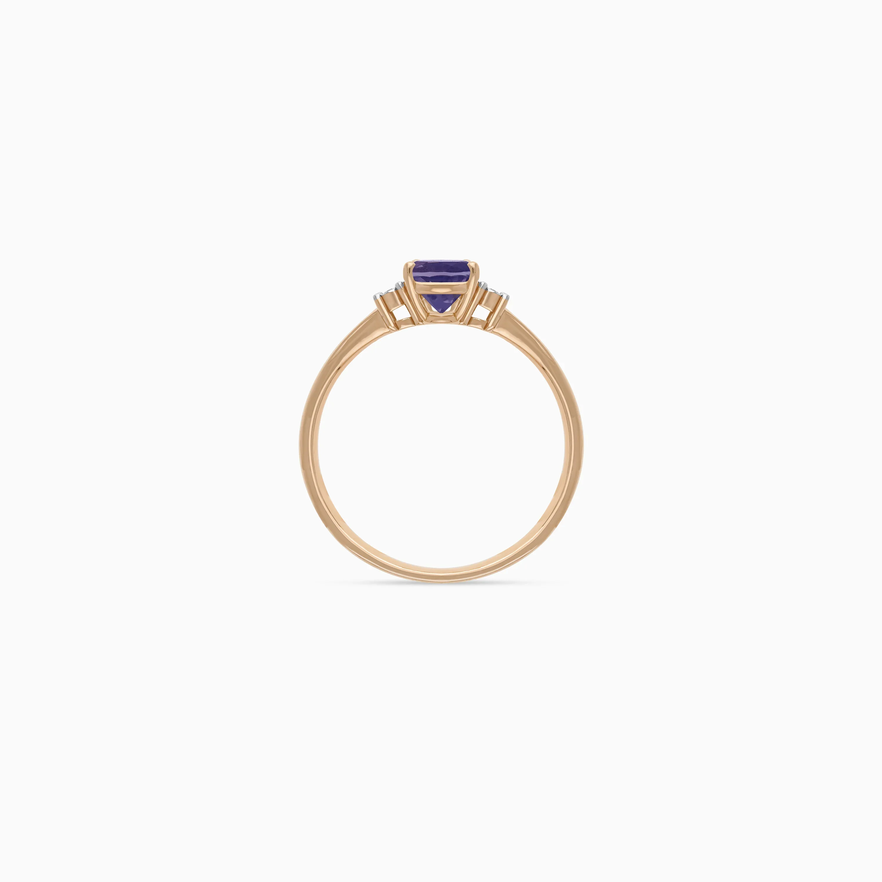 18k Rose Gold Ring Decorated with Iolite Gems and Natural Diamond | Colour Classic Collection - Image 3