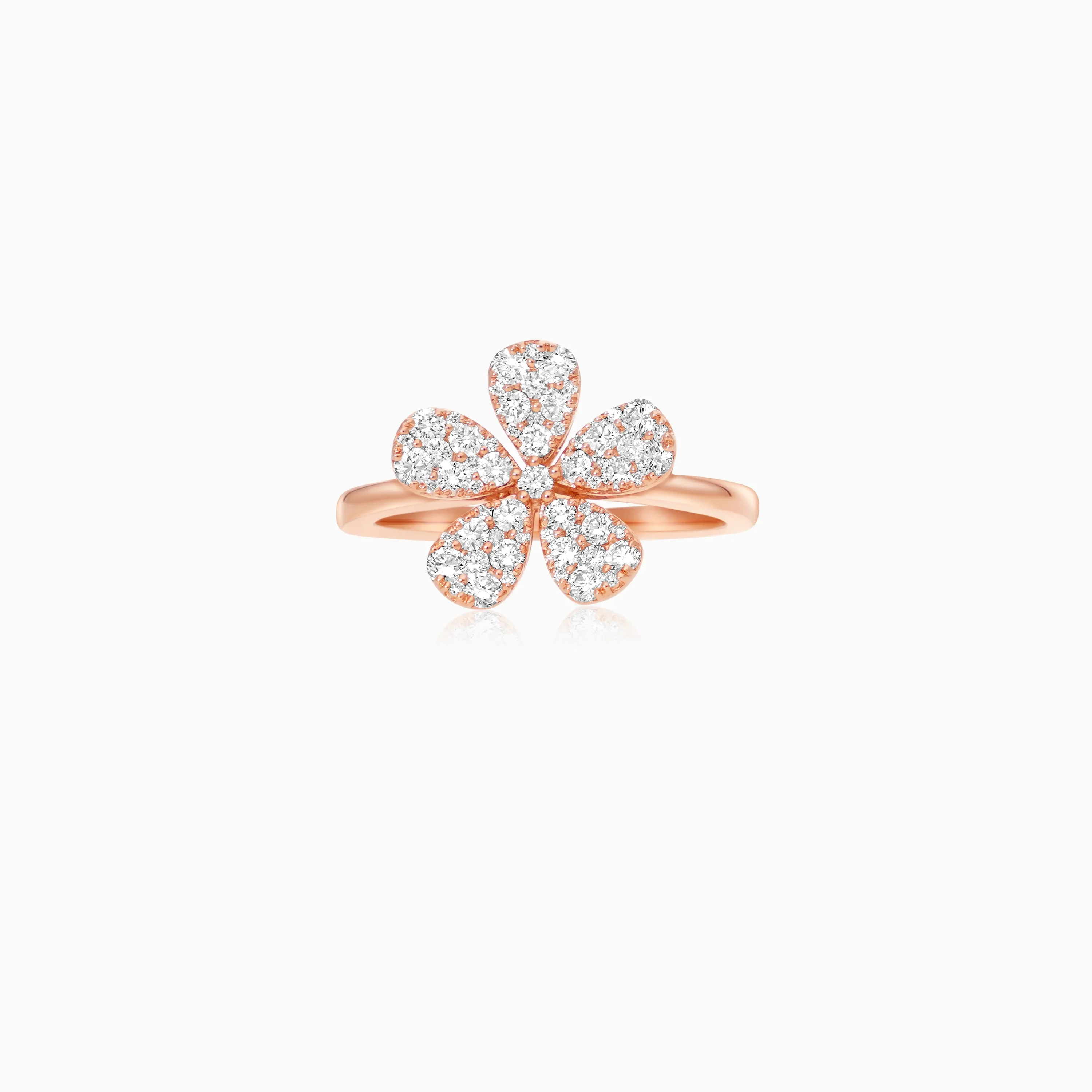 18K Rose Gold Flower Ring with Natural Diamonds – Mosaic Collection - Image 3