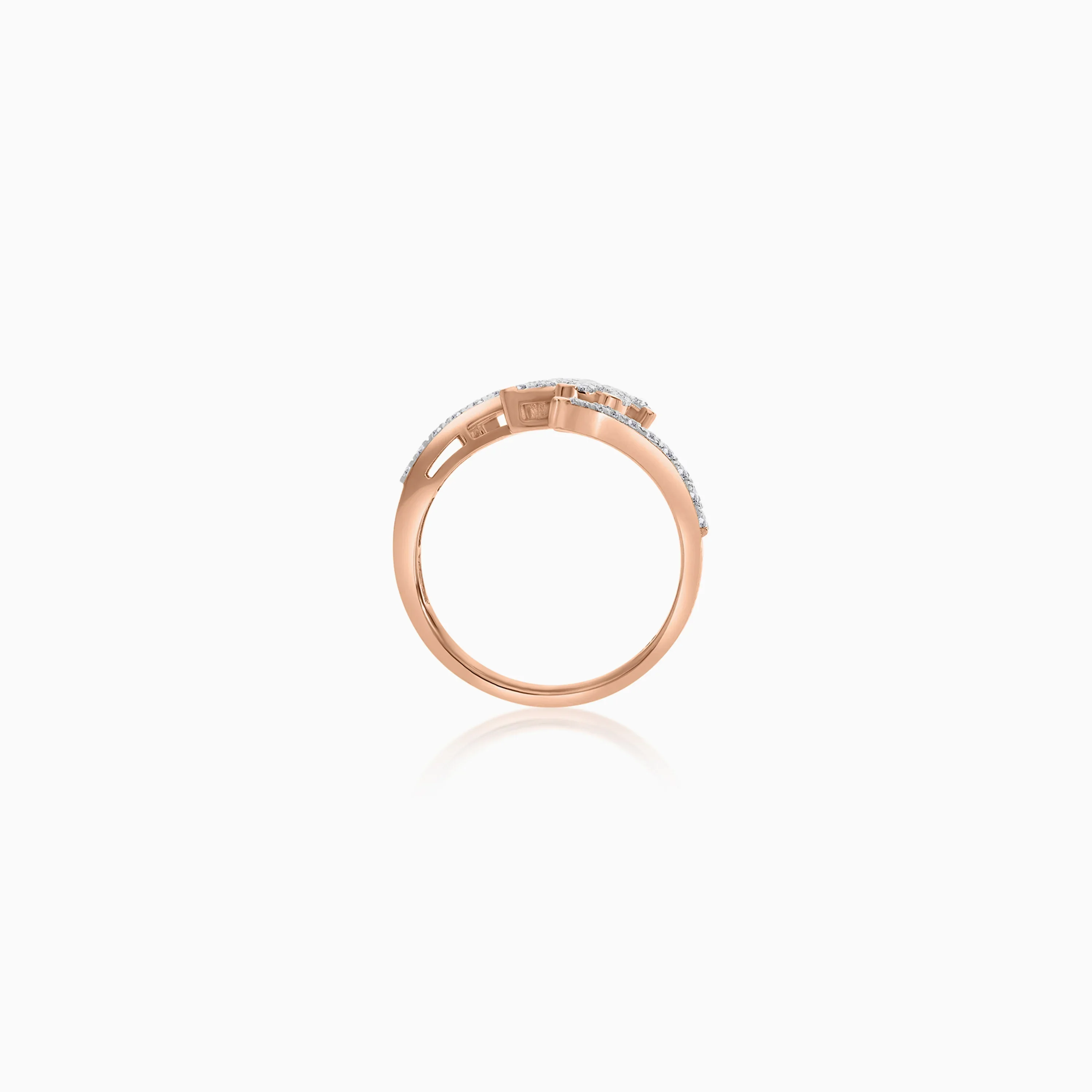 18K Rose Gold Ring in Palm Tree Shape Decorated with Natural Diamonds | Al Nakhla Collection - Image 3