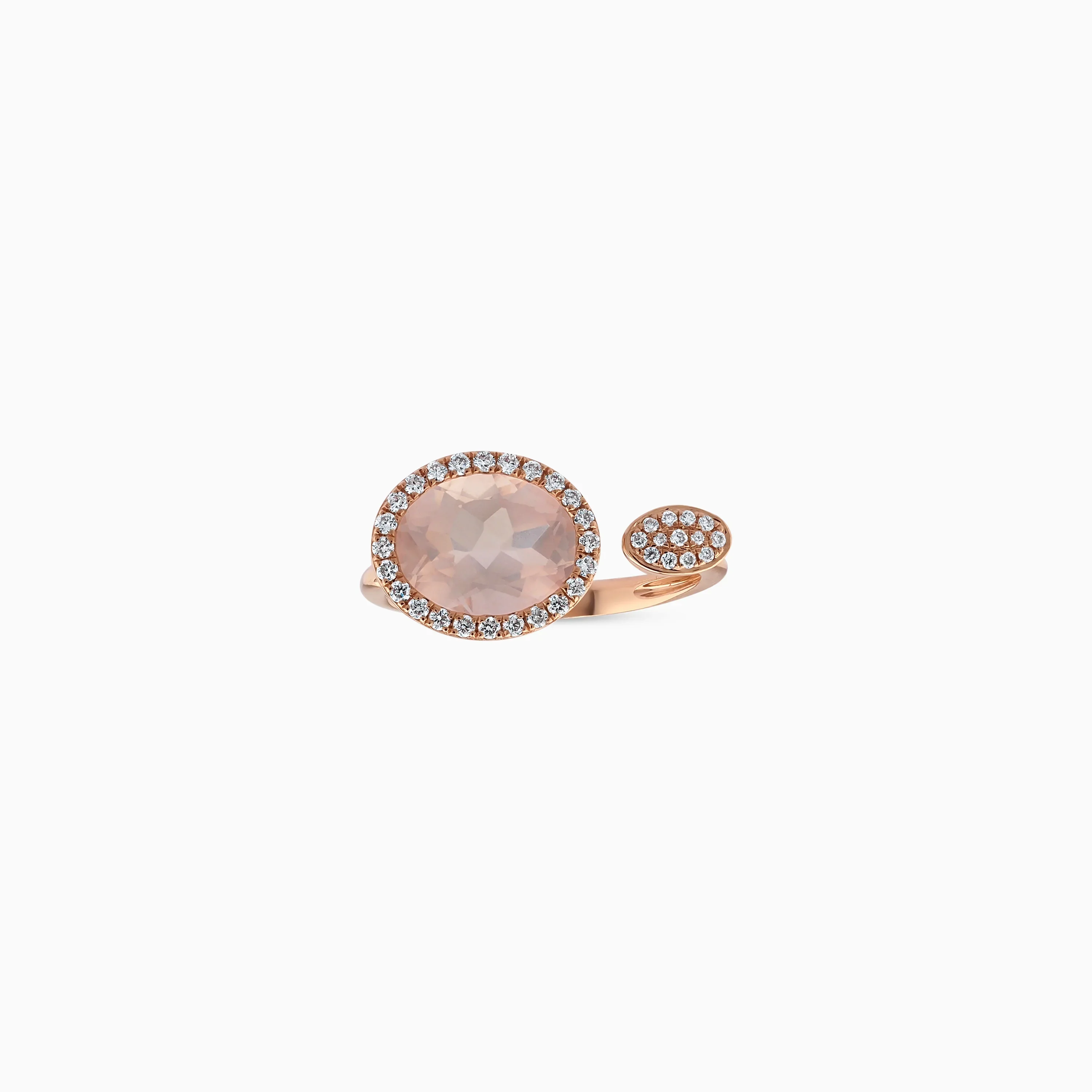 18K Rose Gold Ring with Rose Quartz and Natural Diamond | Rabiya Collection - Image 3