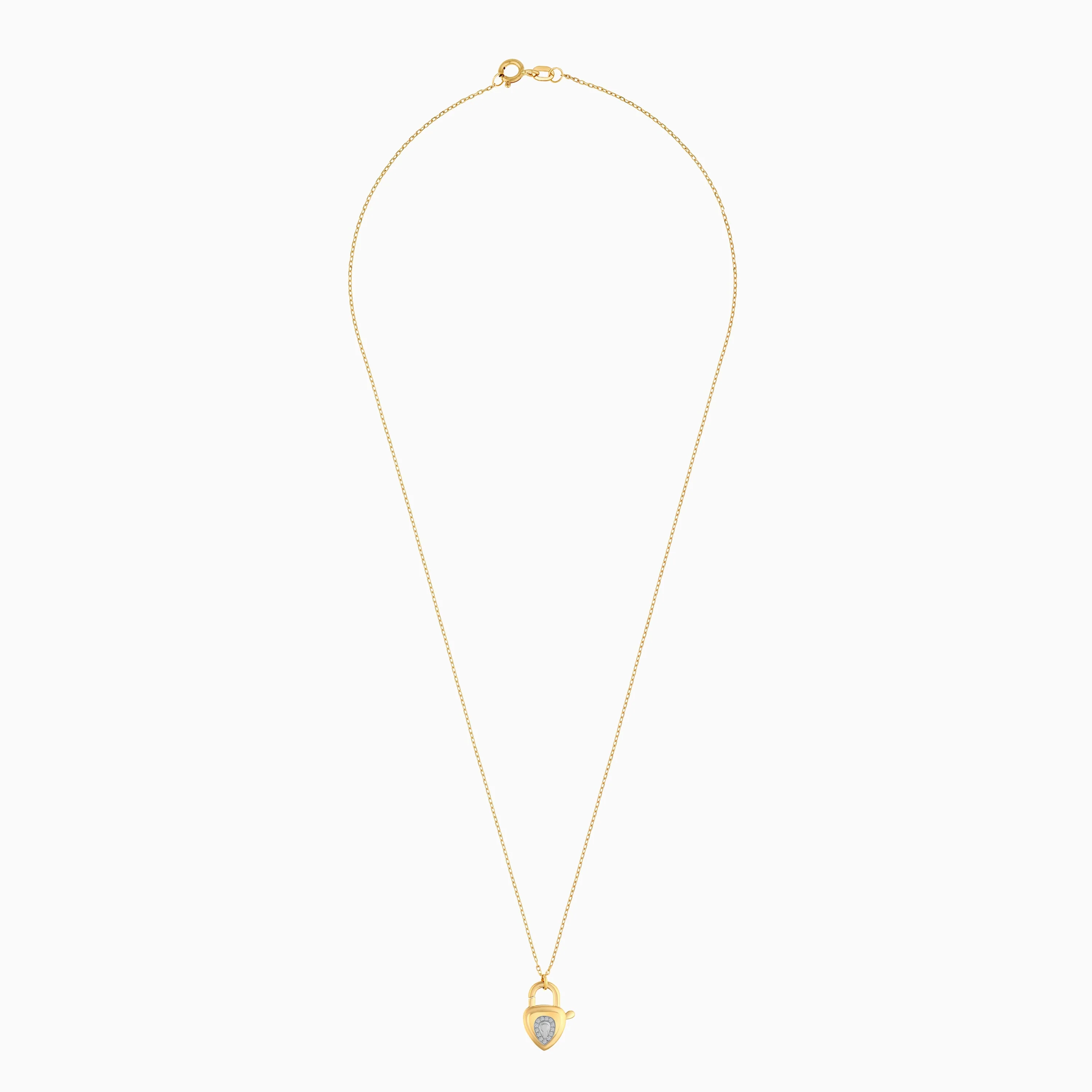 18k Solid Gold Heart Lock Diamond Necklace | Valentine Collection - Image 2