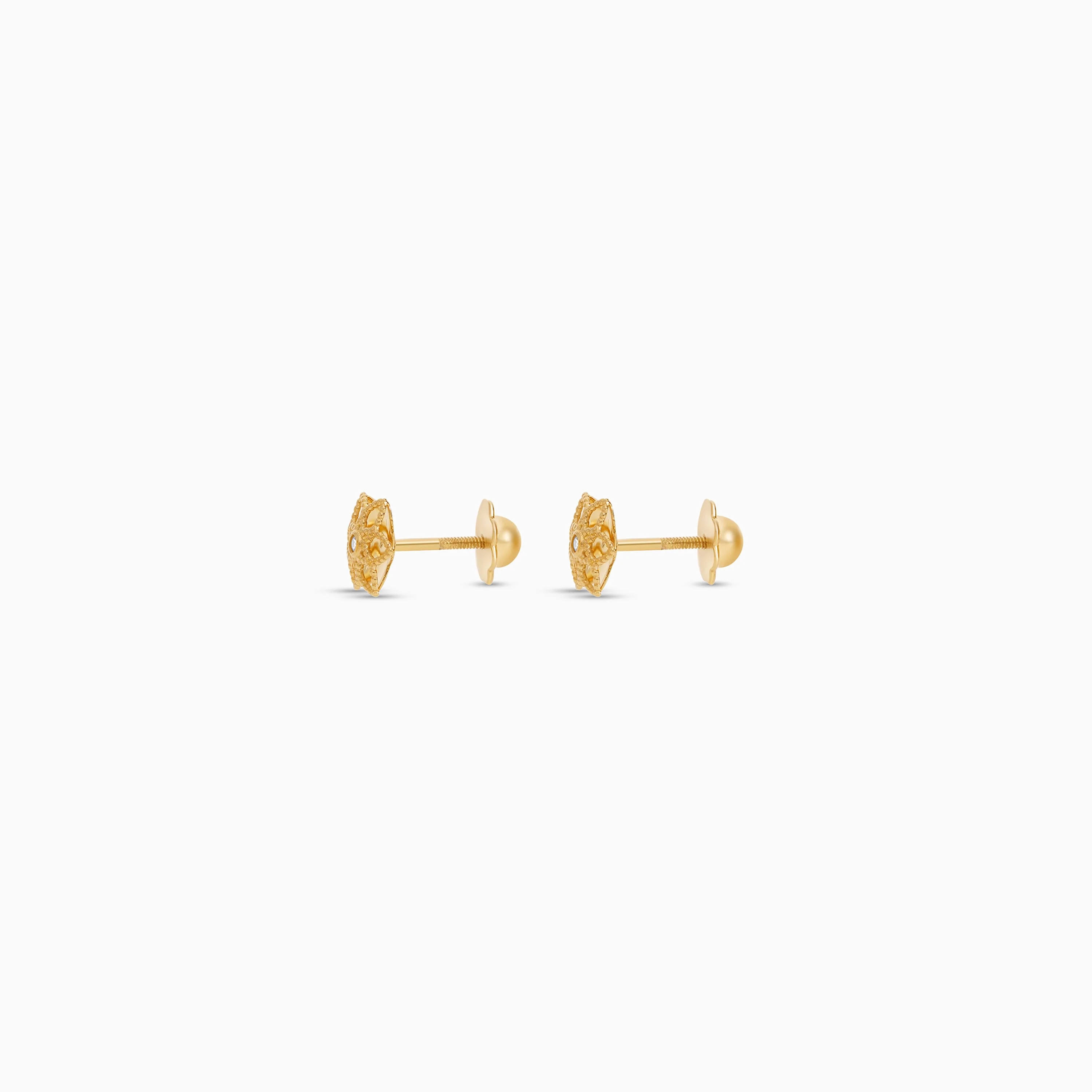 18K Star Earrings in Gold with Center Zircon for Your Kids - Image 3