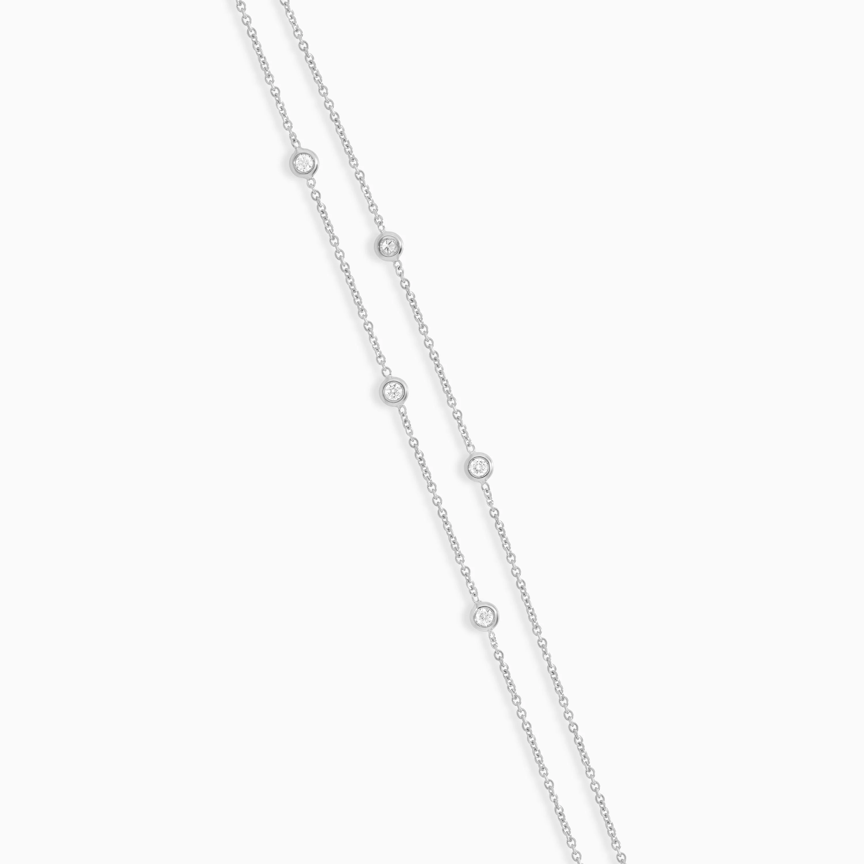 18k white gold 2 layer bracelet decorated with Round Brilliant natural diamond stones - Image 3