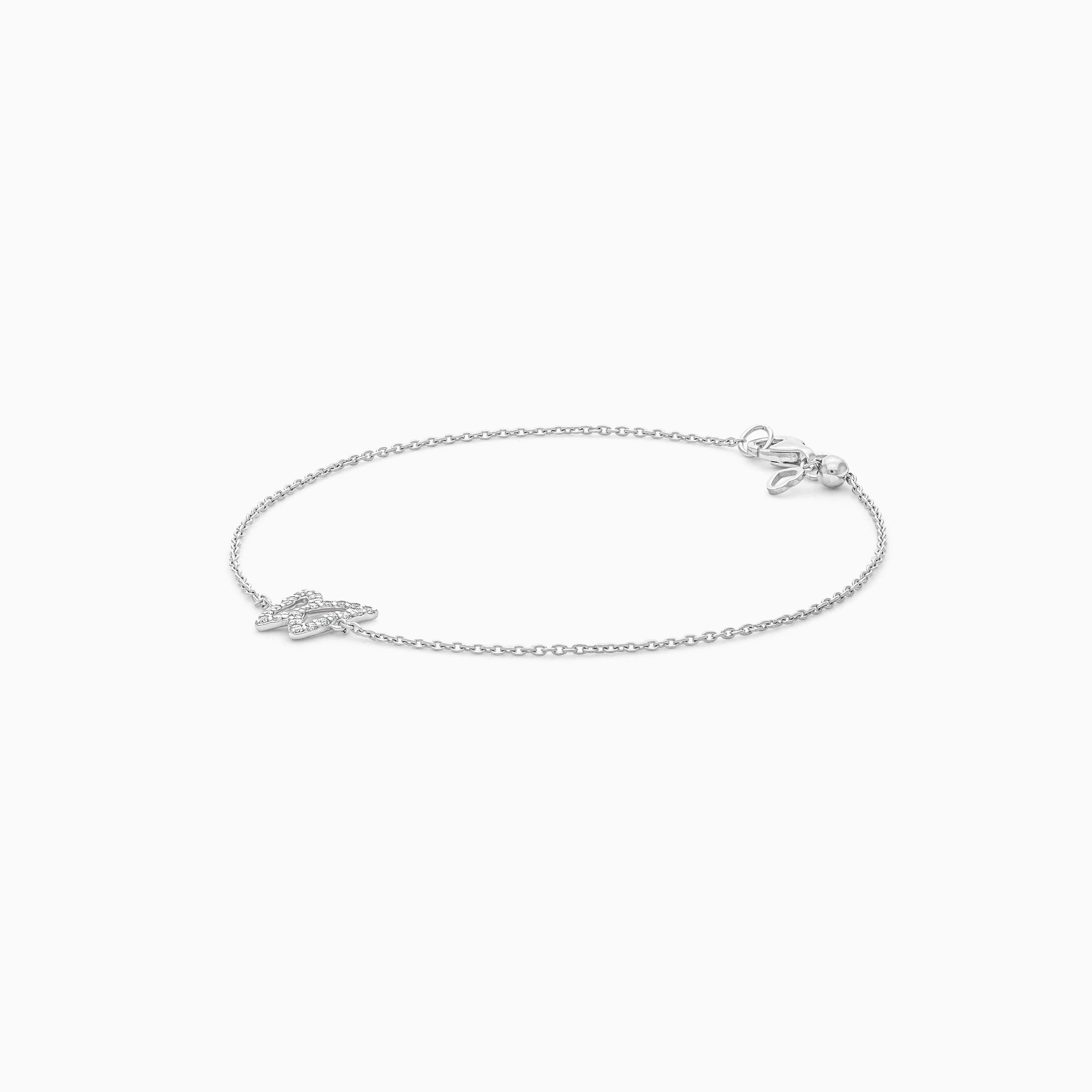 18k white gold adjustable bracelet butterfly shape decorated with natural diamond stones | Trendy collection - Image 4