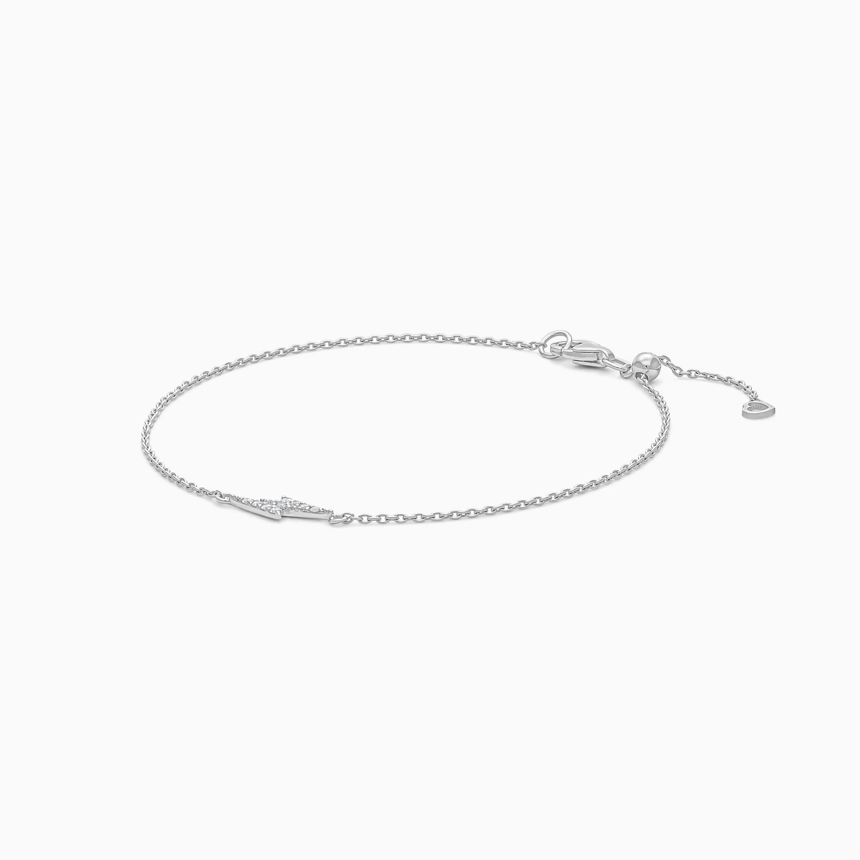 18k white gold adjustable bracelet shaped by Lightning Bolt decorated with natural diamond stones | Trendy collection - Image 4