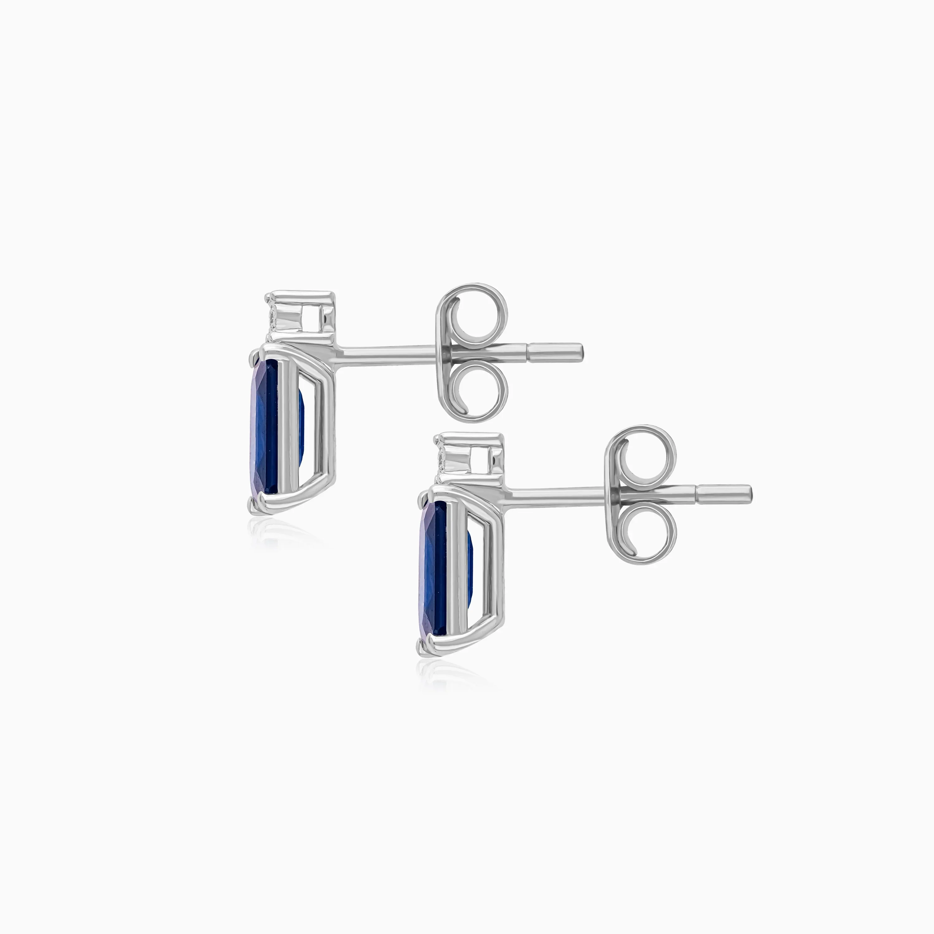 18k white gold blue sapphire stone and natural diamond earrings | colour classic collection - Image 4