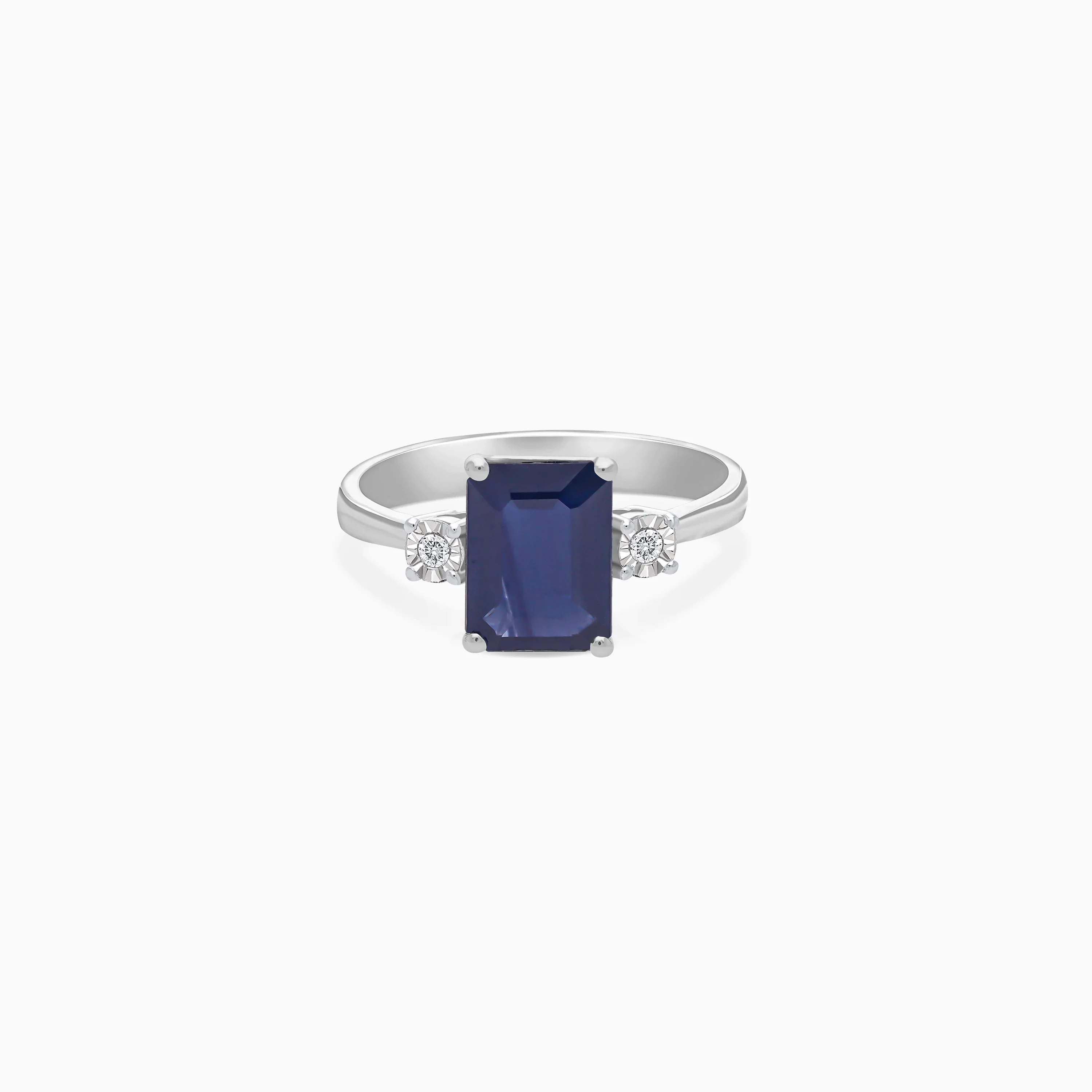 18k white gold blue sapphire stone and natural diamond ring | colour classic collection - Image 3