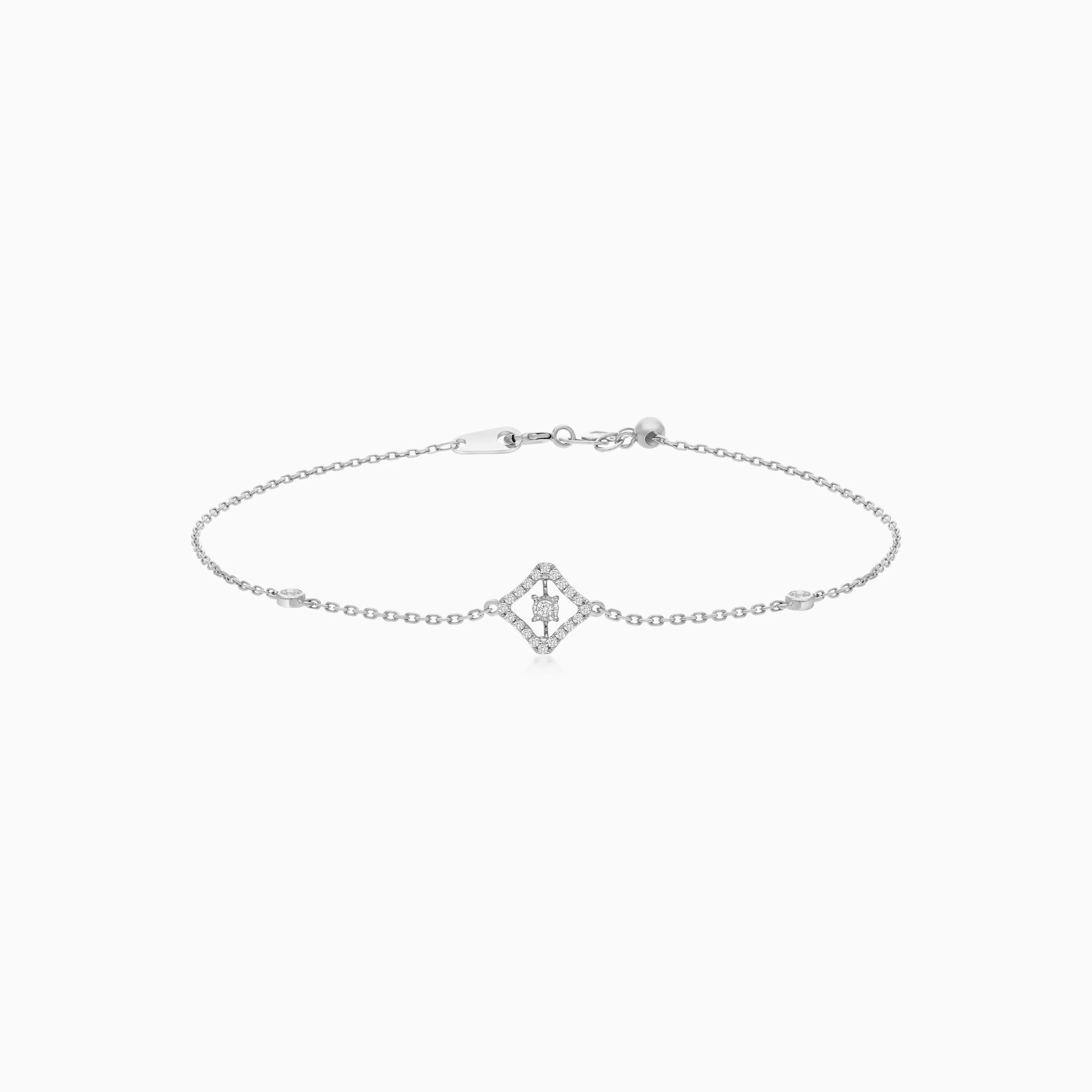 18K White Gold Bracelet with Natural Diamonds | Dancing Diamond Collection - Image 4