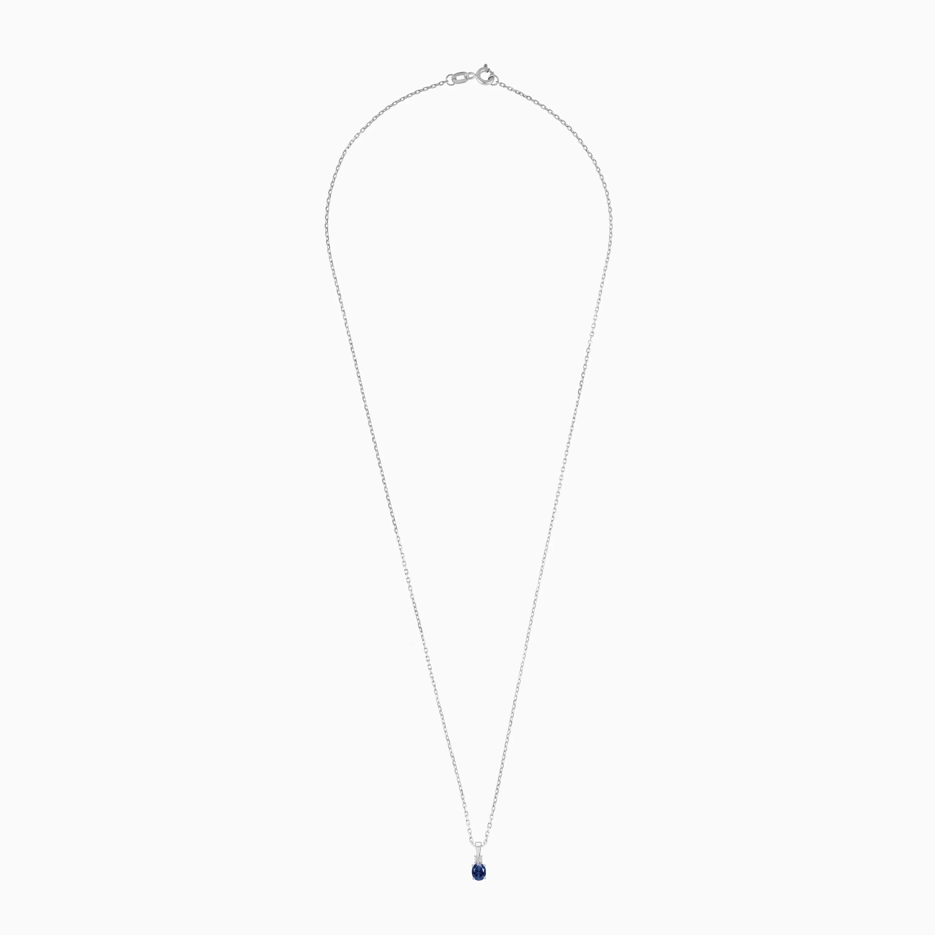 18k White gold chain adorned with natural diamonds and a sapphire pendant | colour classic collection - Image 2