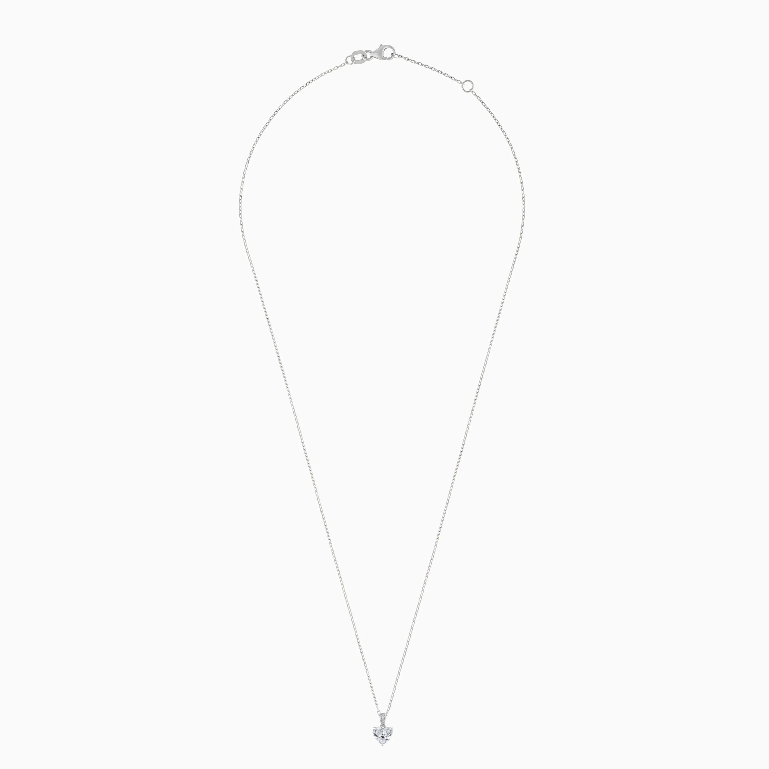18K White Gold Chain Decorated with 1.0 ct Natural Diamond Heart-Shaped Pendant | Valentine Collection - Image 2